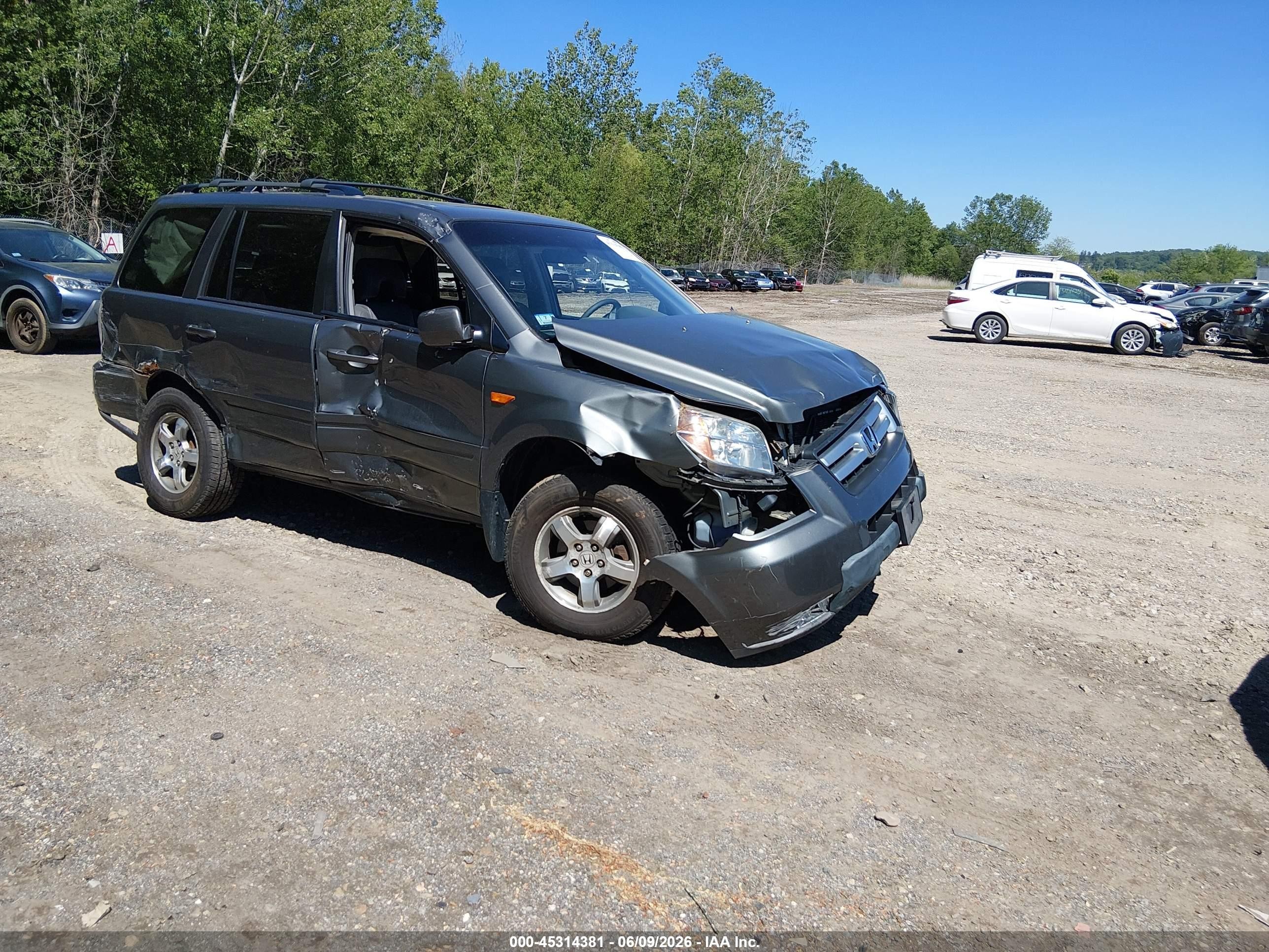 2007 Honda Pilot Ex-l Gray vin: 5FNYF18587B025389