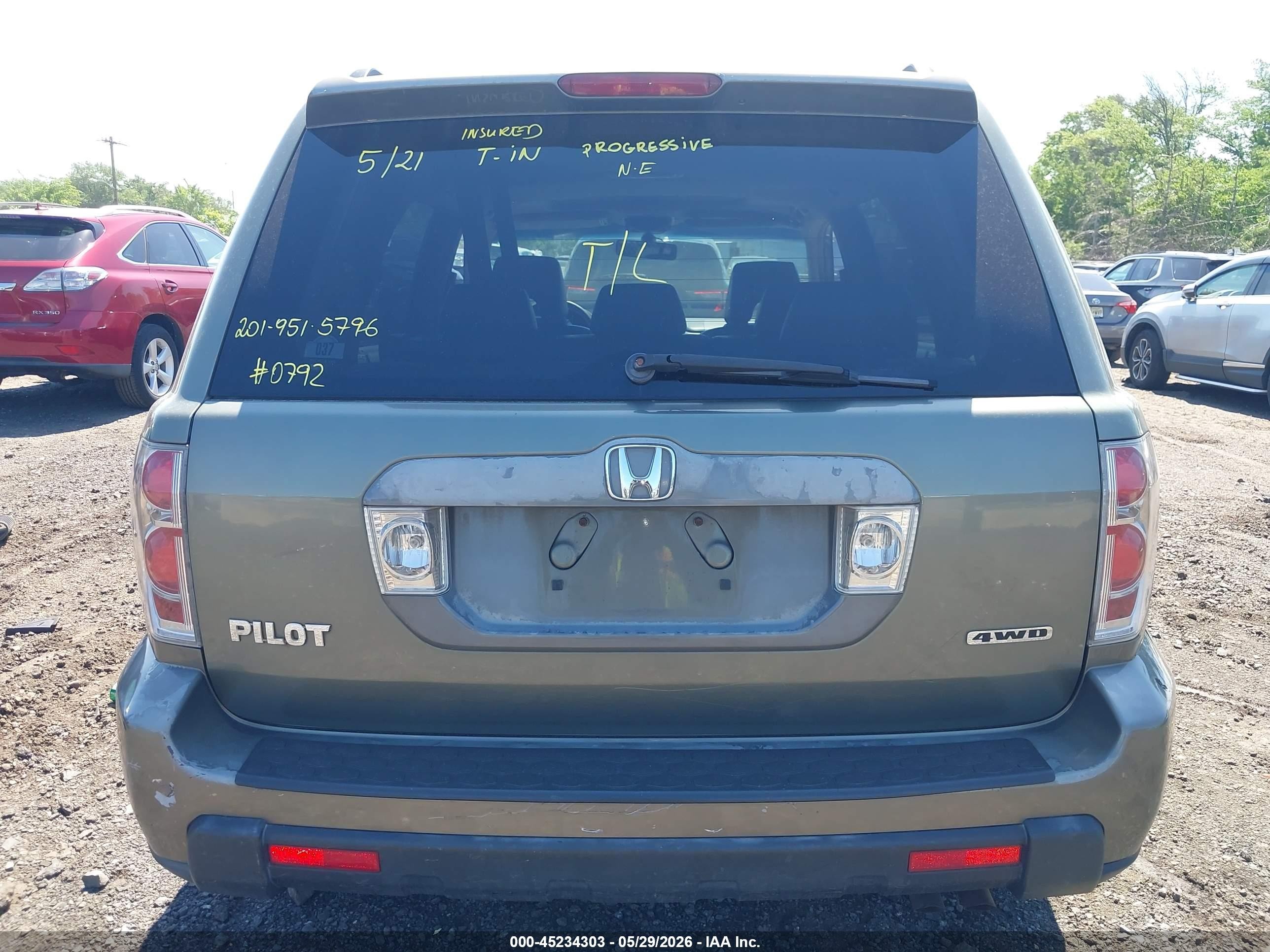 2008 Honda Pilot Ex-l Green vin: 5FNYF18588B020792