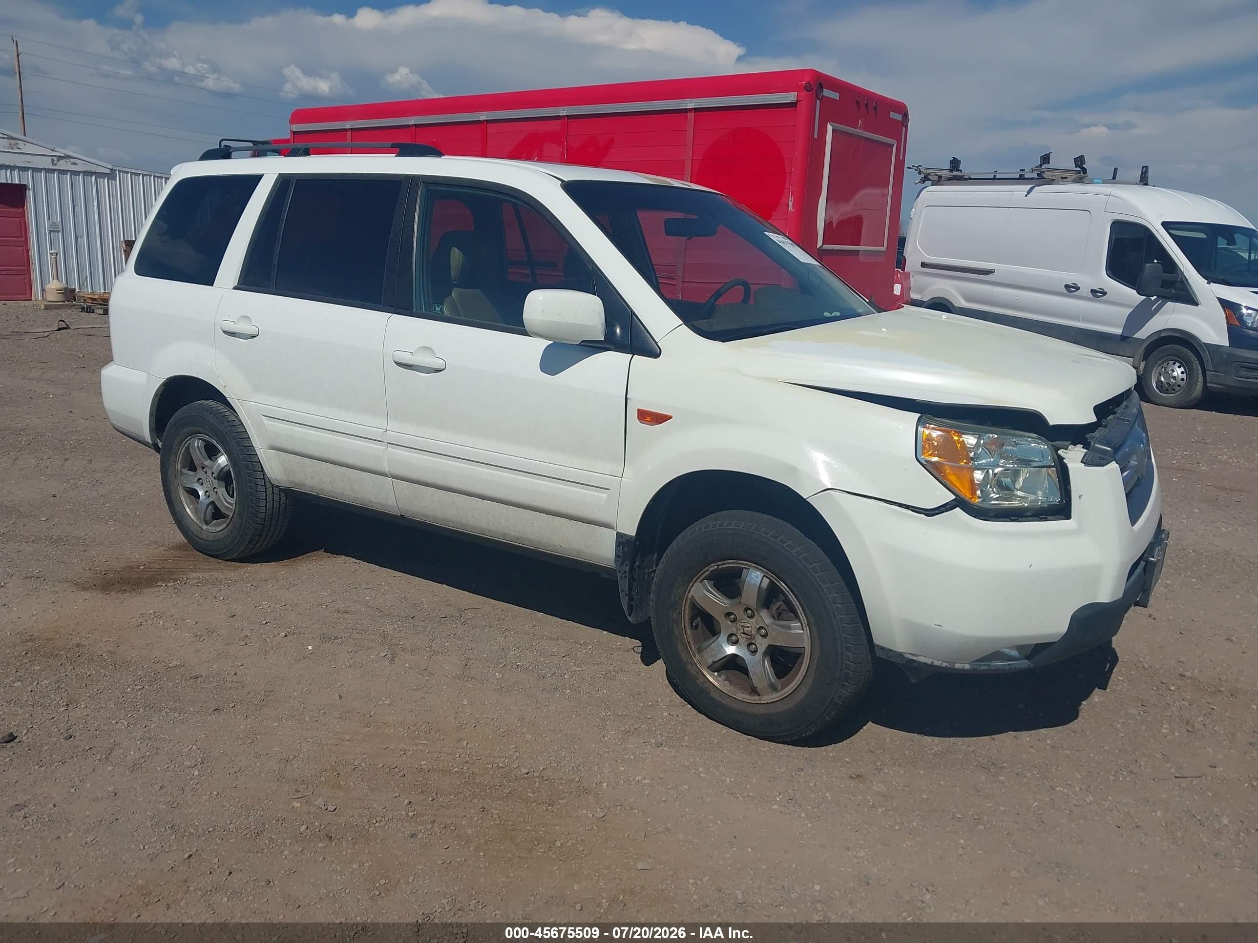 2008 Honda Pilot Ex-l White vin: 5FNYF18588B030190