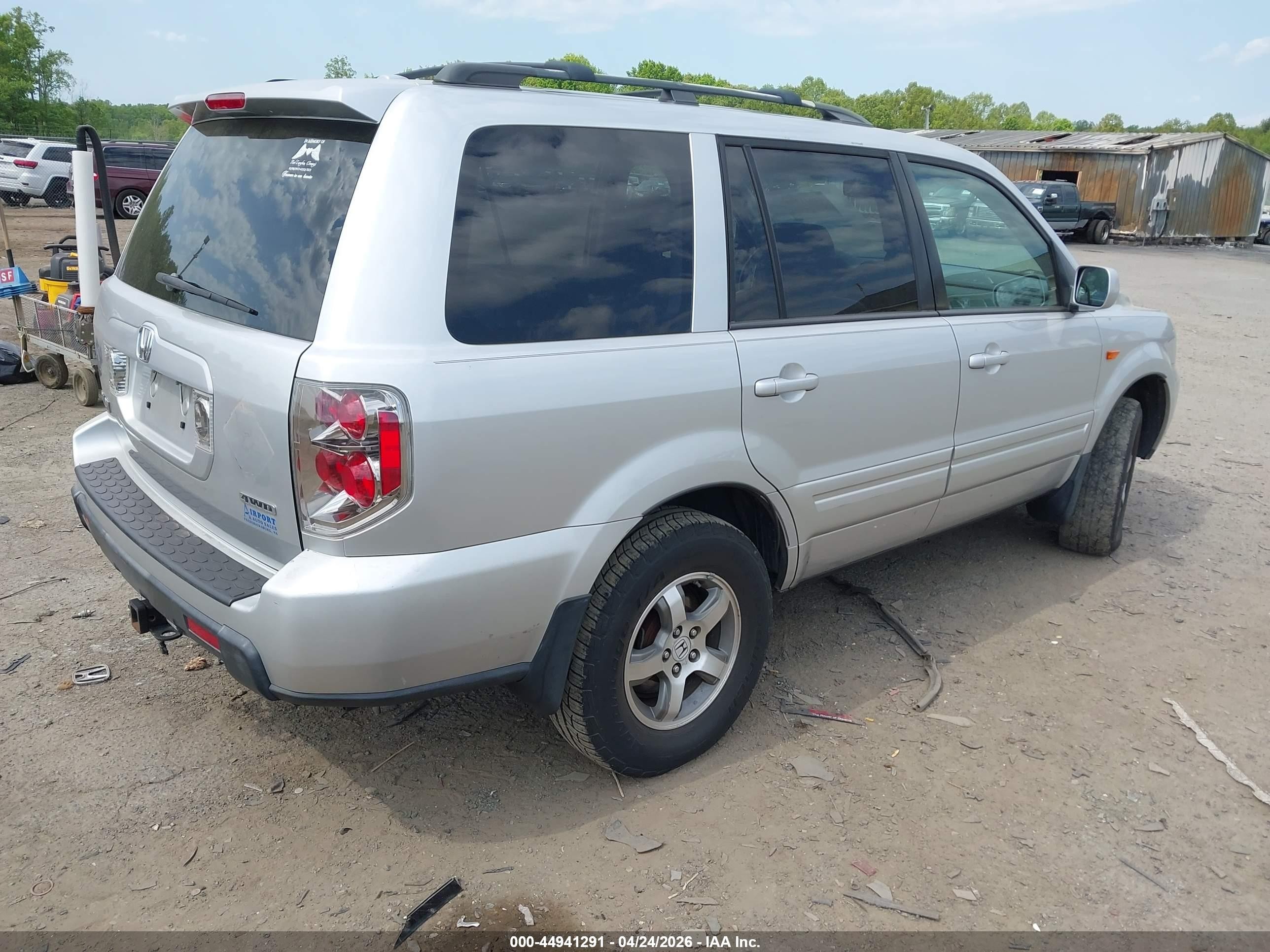 2007 Honda Pilot Ex-l Silver vin: 5FNYF18597B006401