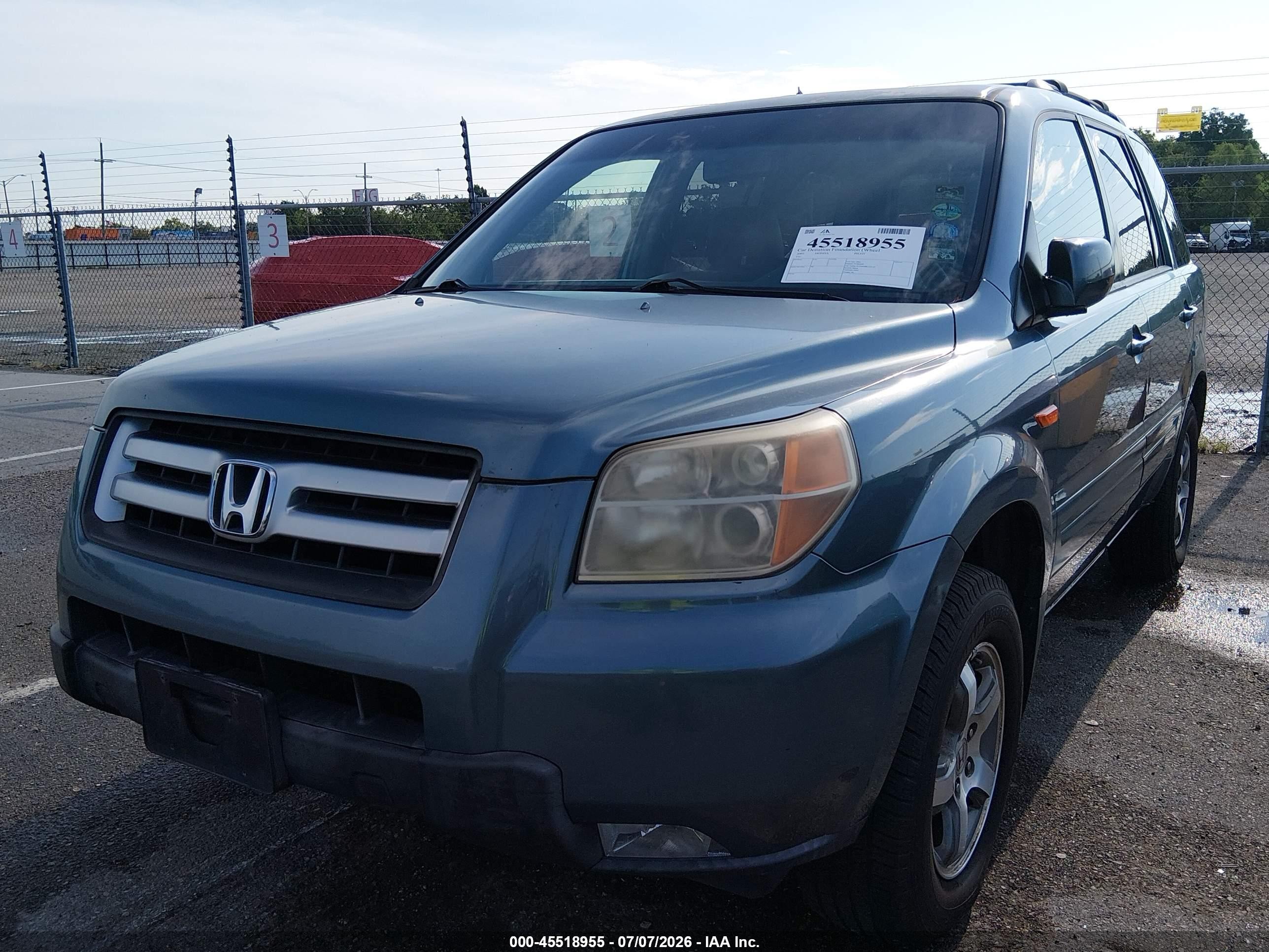 2007 Honda Pilot Exl Blue vin: 5FNYF18597B032674