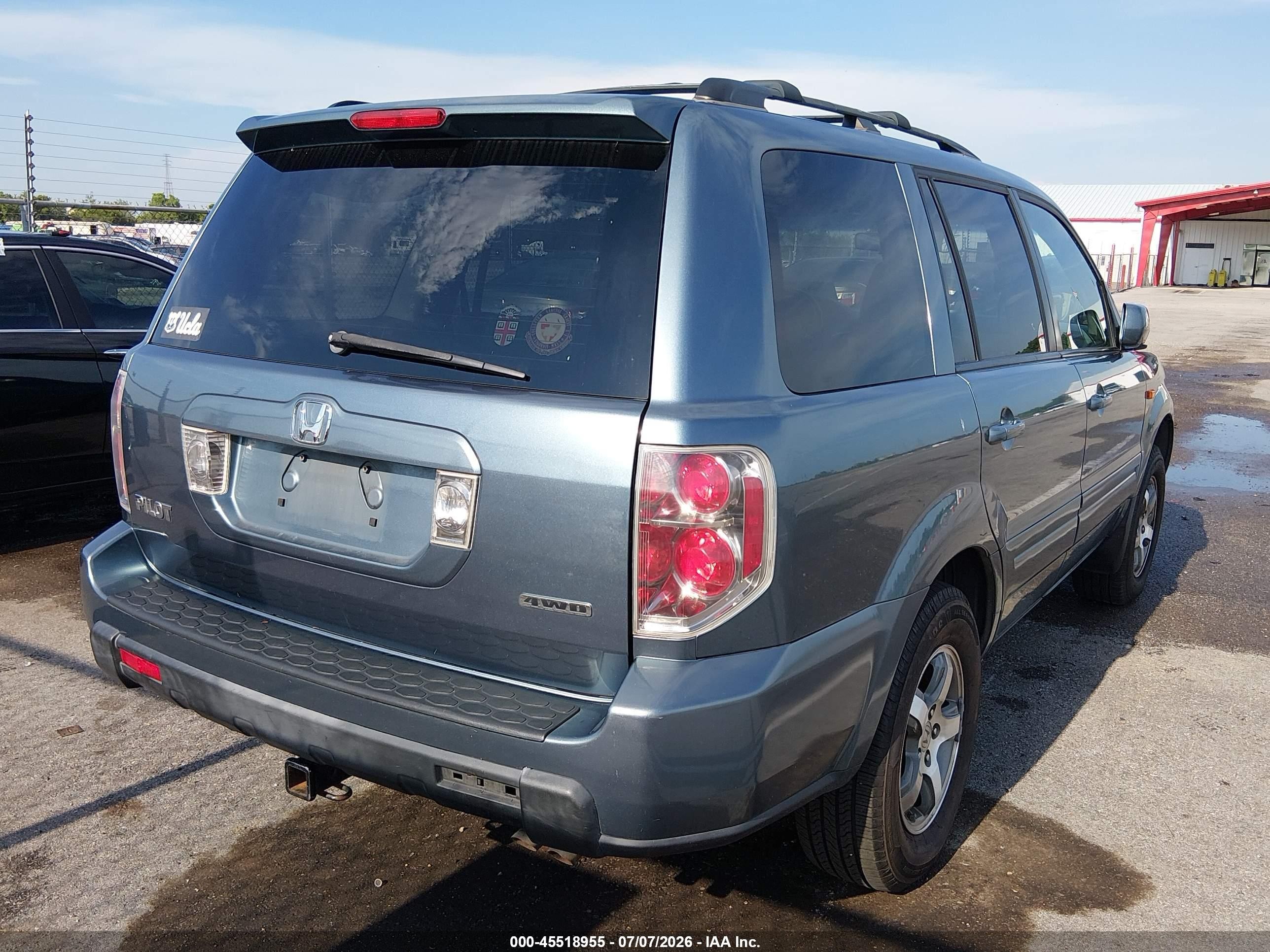 2007 Honda Pilot Exl Blue vin: 5FNYF18597B032674
