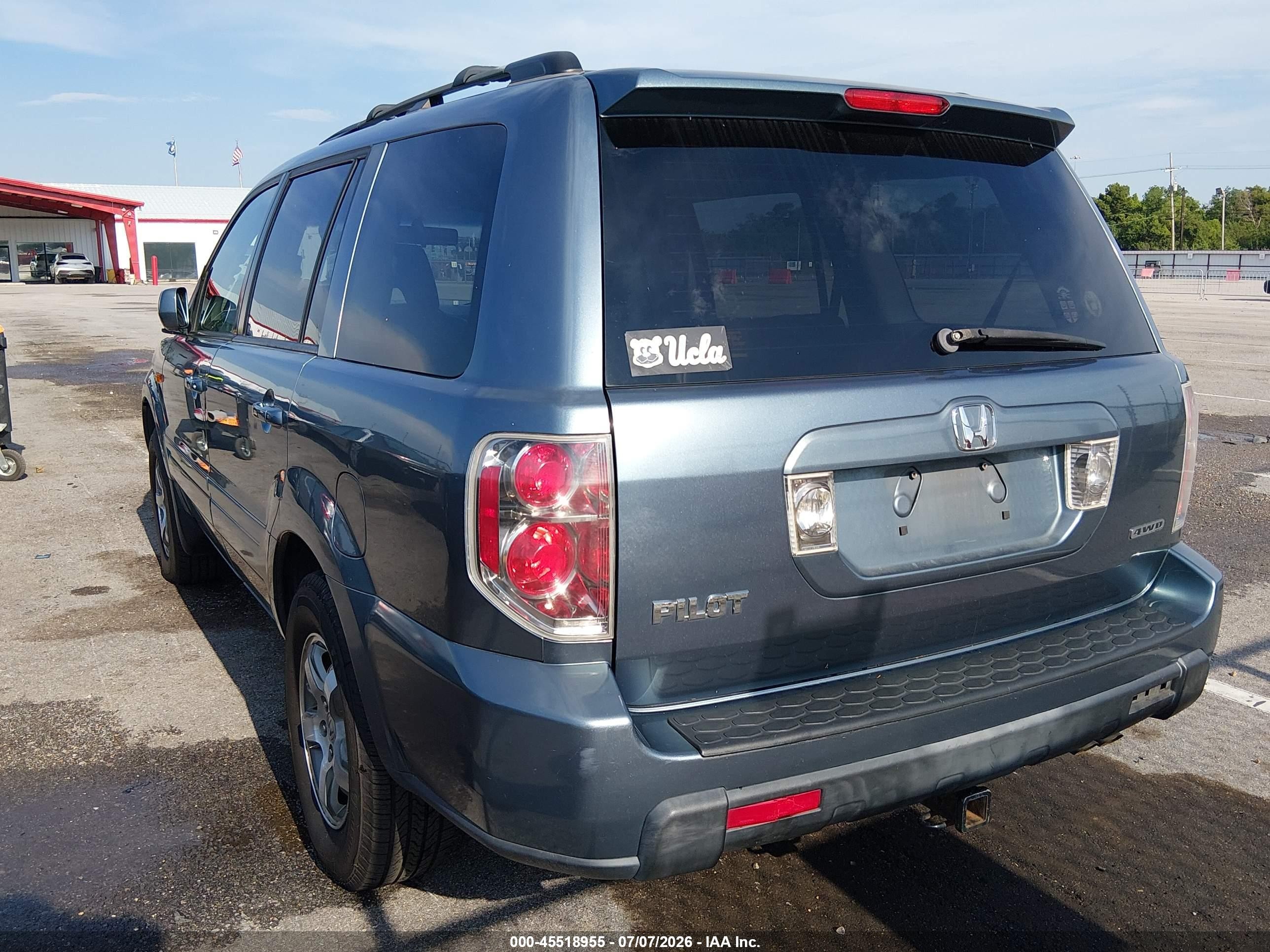 2007 Honda Pilot Exl Blue vin: 5FNYF18597B032674