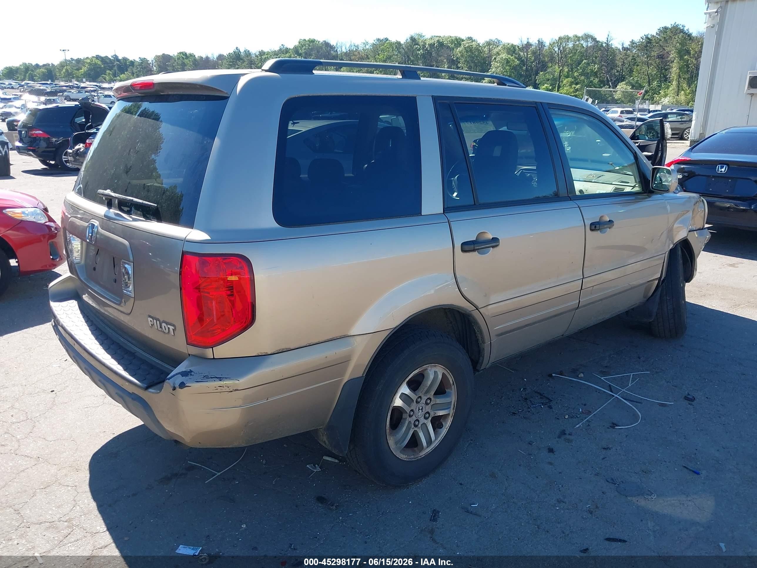 2005 Honda Pilot Ex-l Gold vin: 5FNYF185X5B014567
