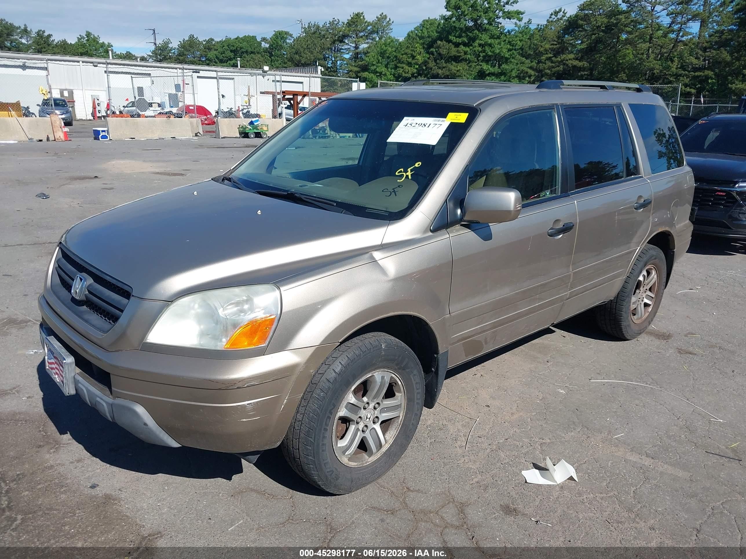 2005 Honda Pilot Ex-l Gold vin: 5FNYF185X5B014567