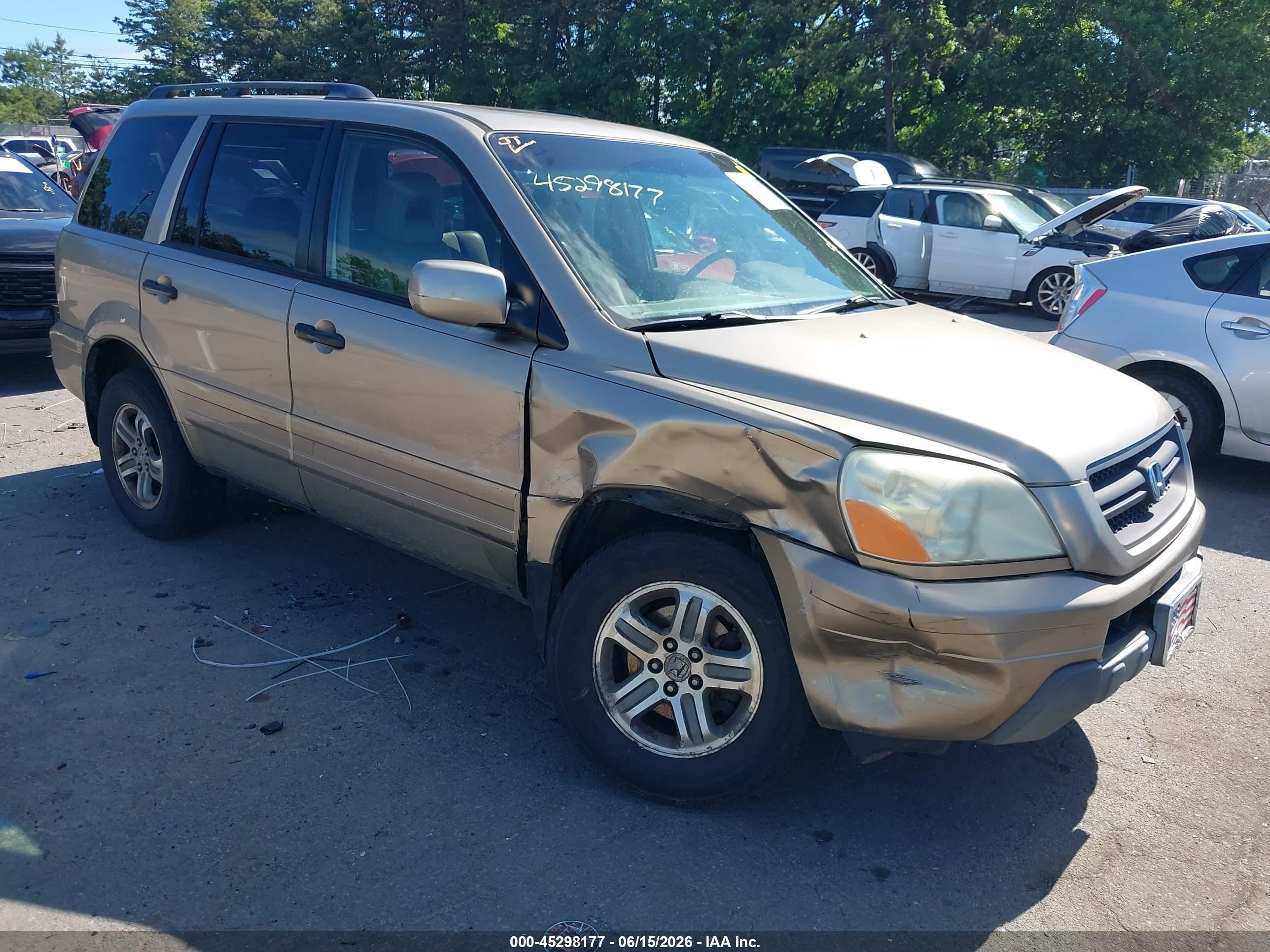 2005 Honda Pilot Ex-l Gold vin: 5FNYF185X5B014567