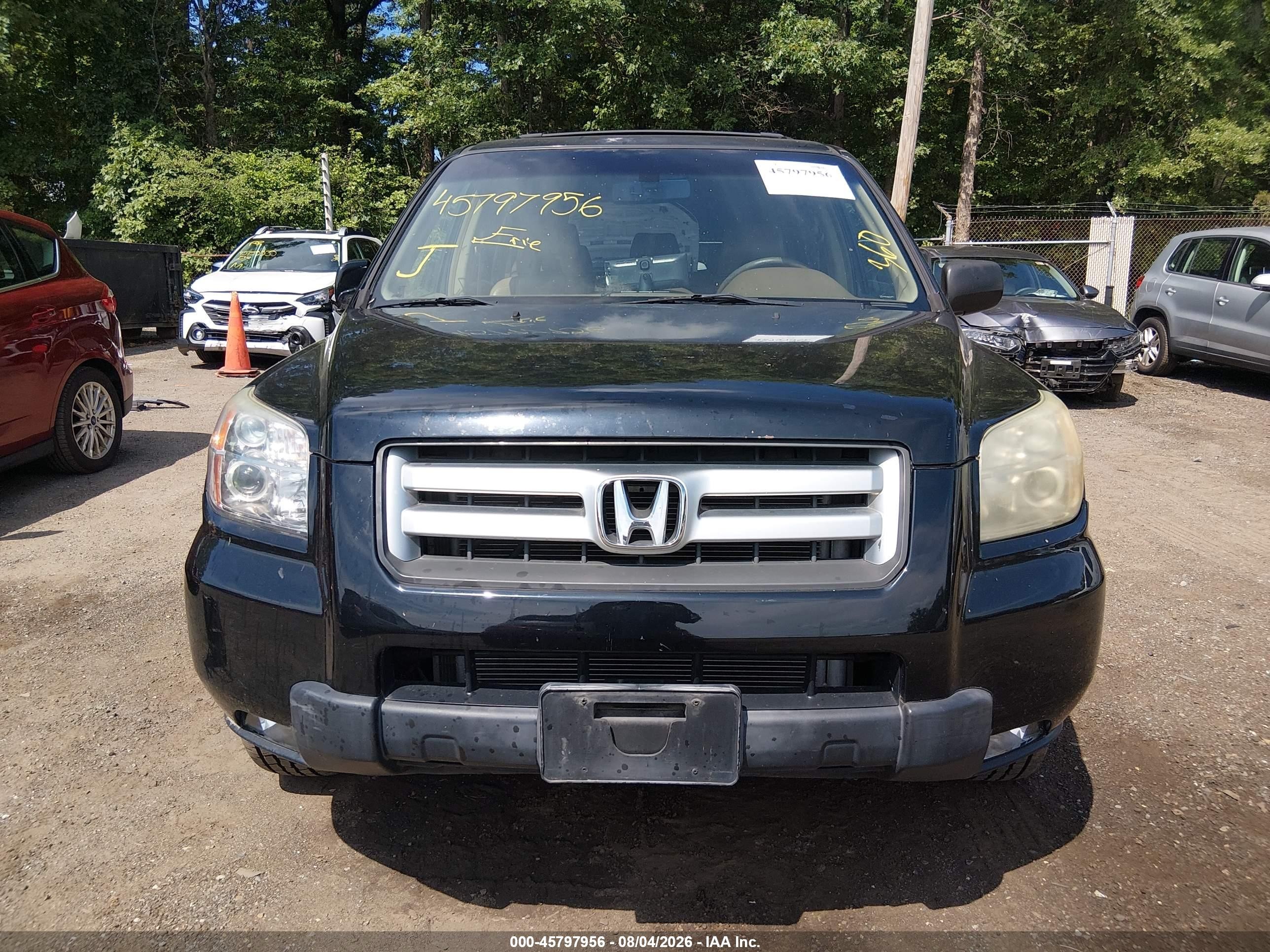 2006 Honda Pilot Ex-l Черный vin: 5FNYF18616B017223