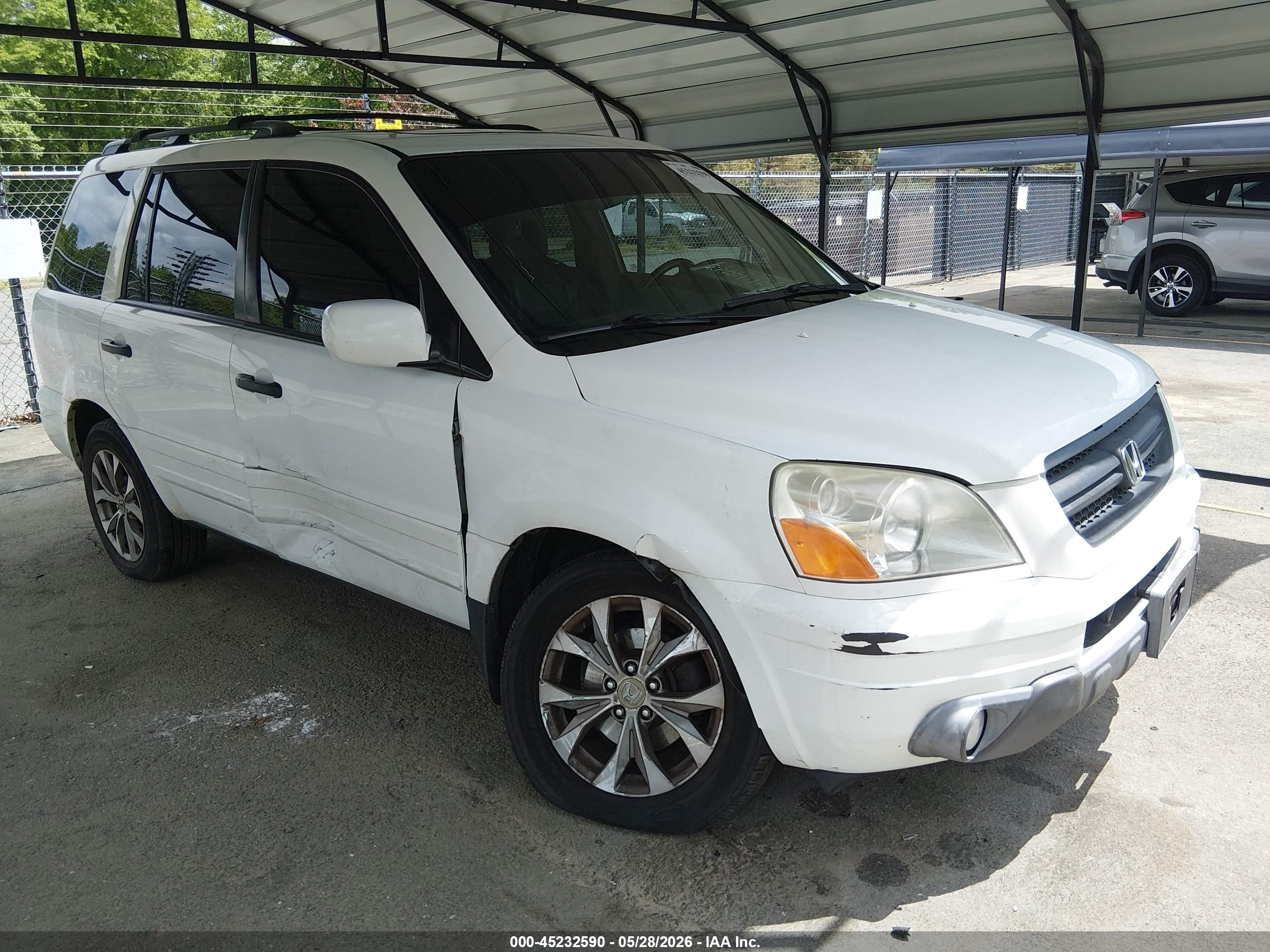2005 Honda Pilot Ex-l White vin: 5FNYF18625B035003