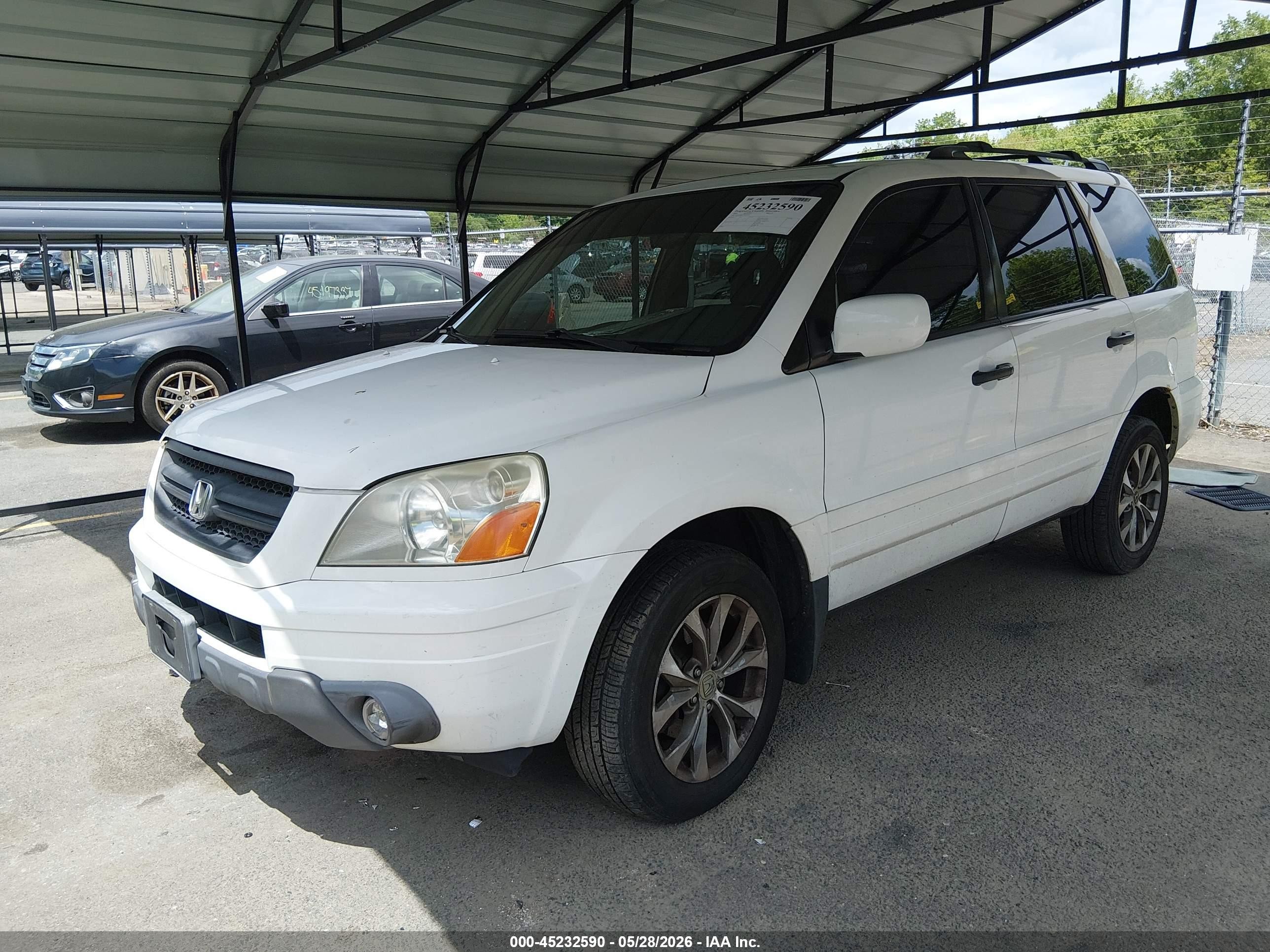 2005 Honda Pilot Ex-l White vin: 5FNYF18625B035003