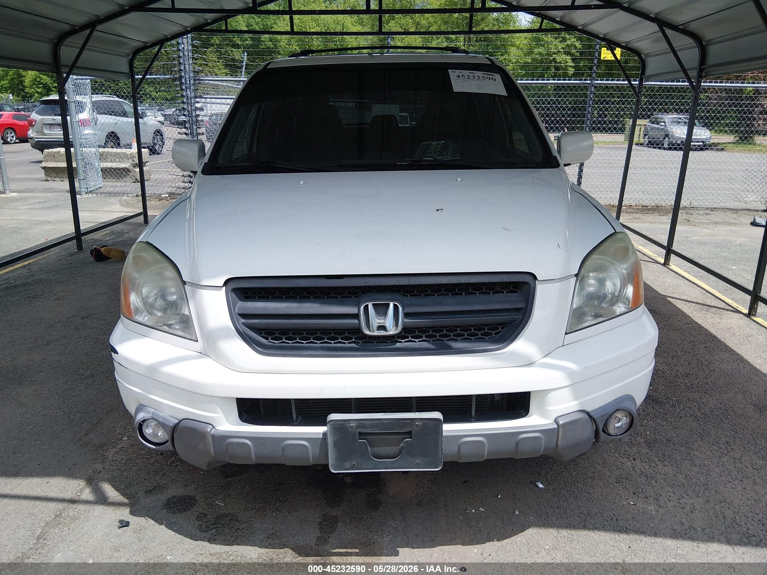 2005 Honda Pilot Ex-l White vin: 5FNYF18625B035003