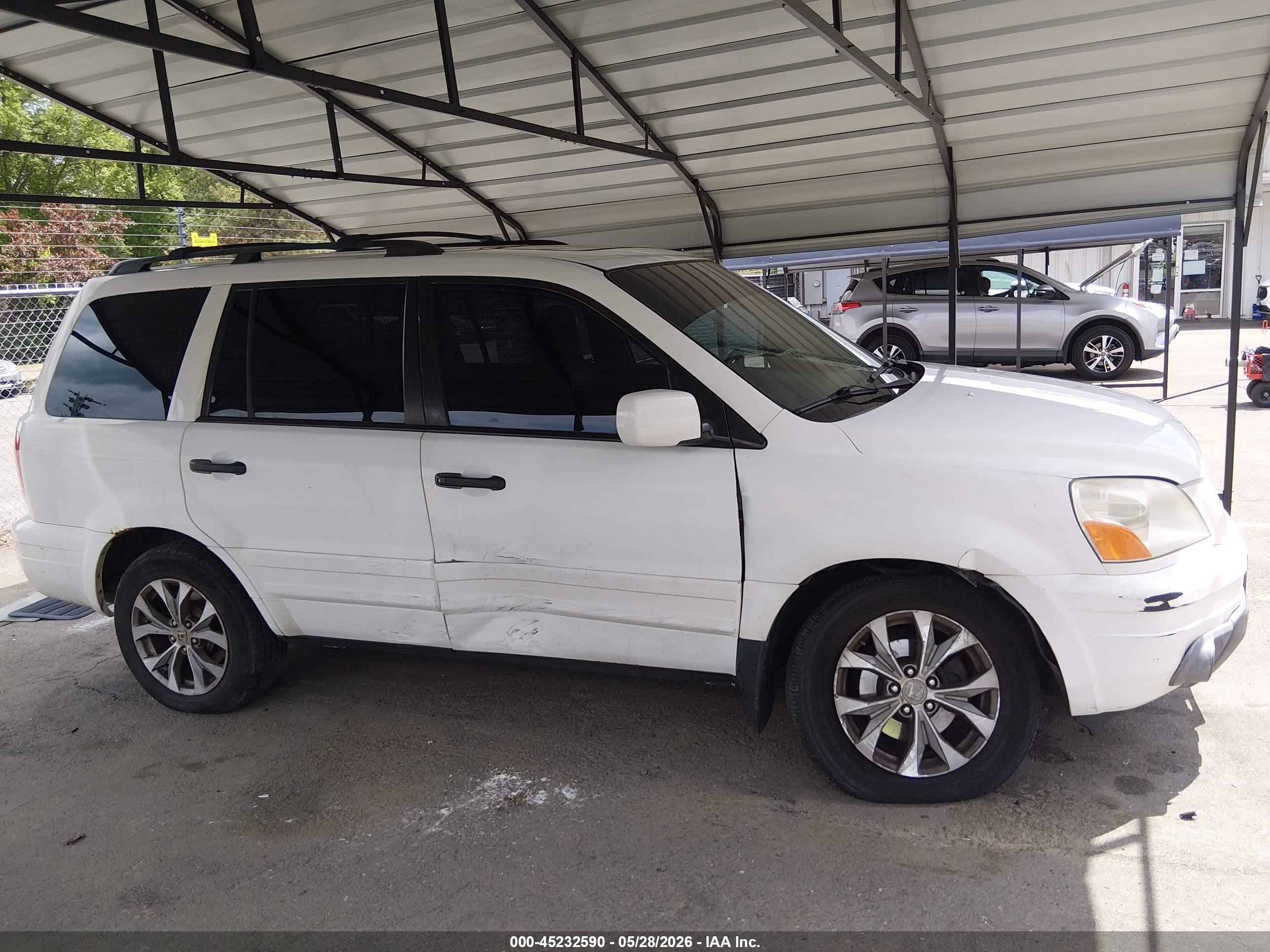 2005 Honda Pilot Ex-l White vin: 5FNYF18625B035003