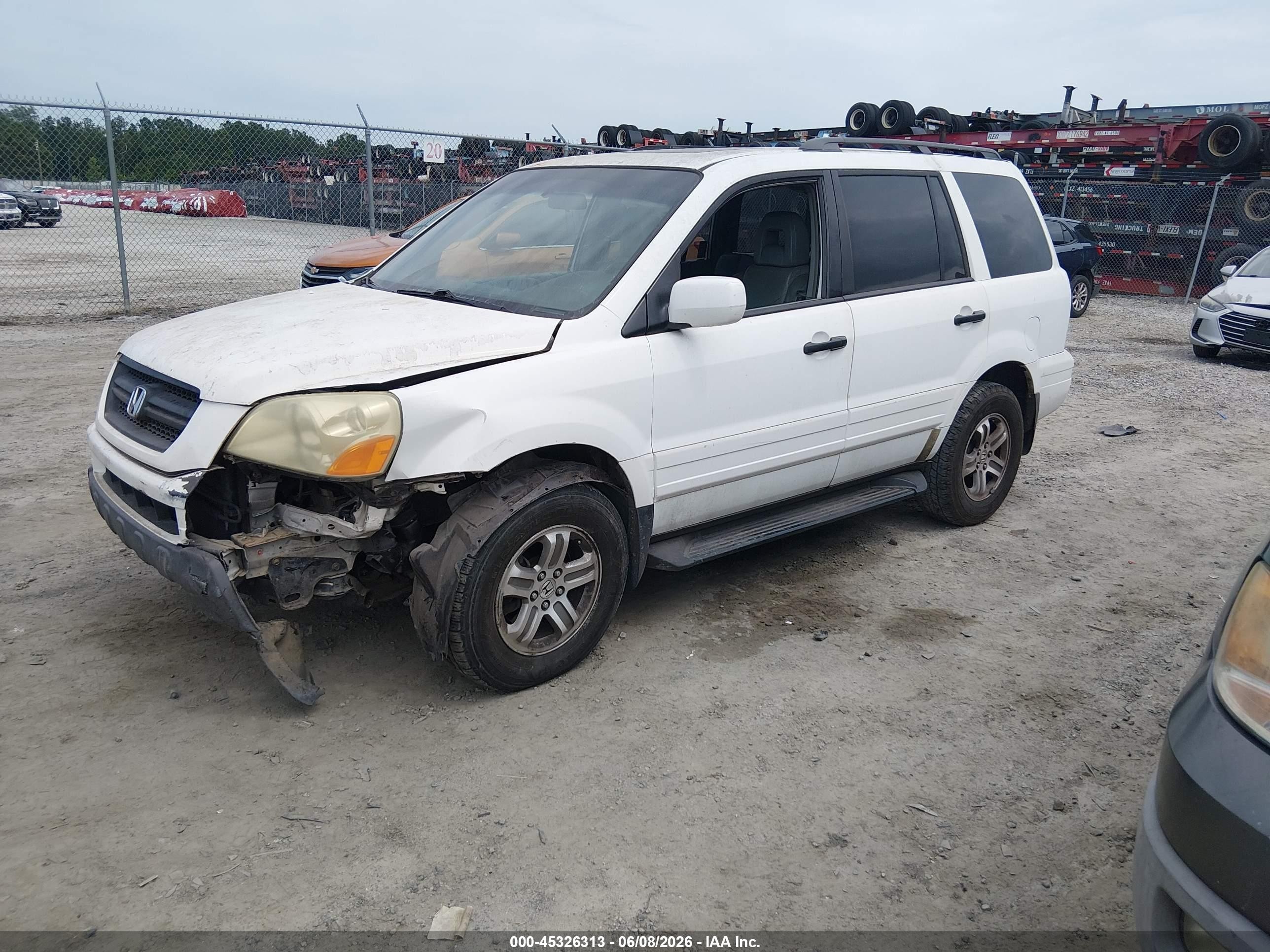 2005 Honda Pilot Ex-l White vin: 5FNYF18625B067045