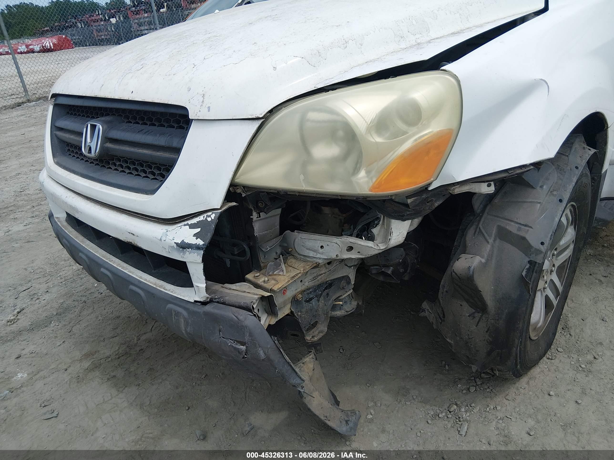 2005 Honda Pilot Ex-l White vin: 5FNYF18625B067045