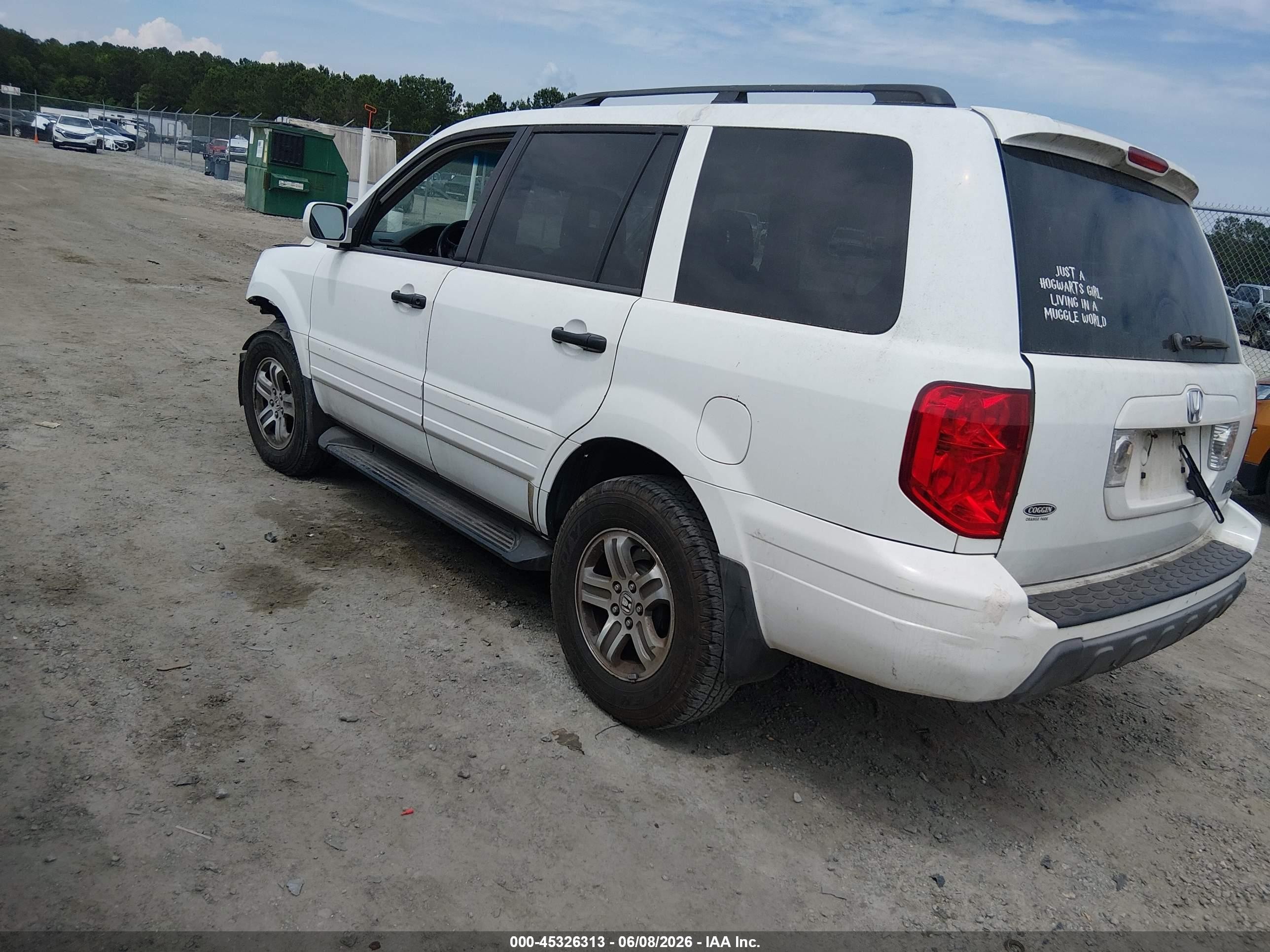 2005 Honda Pilot Ex-l White vin: 5FNYF18625B067045