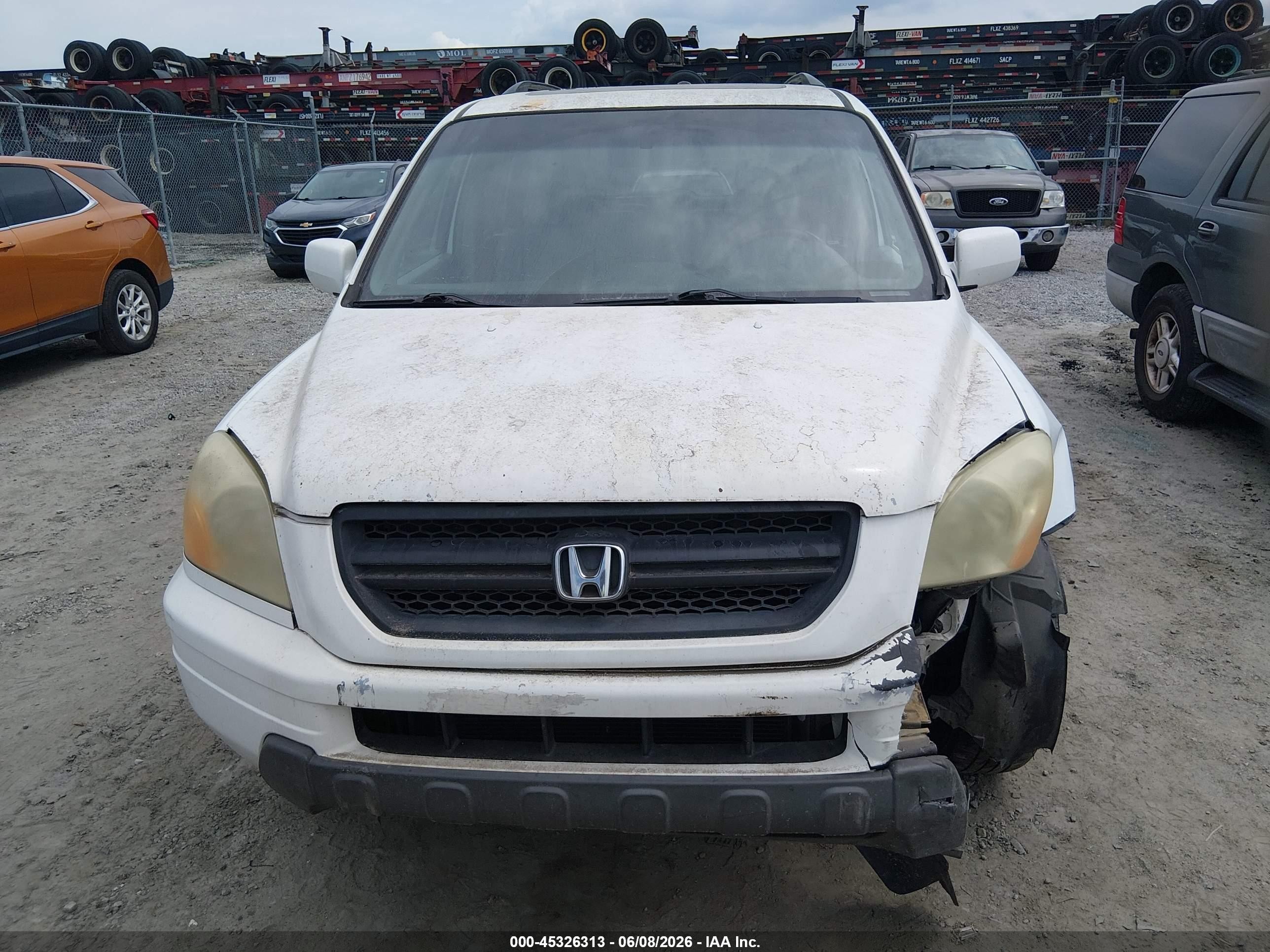 2005 Honda Pilot Ex-l White vin: 5FNYF18625B067045
