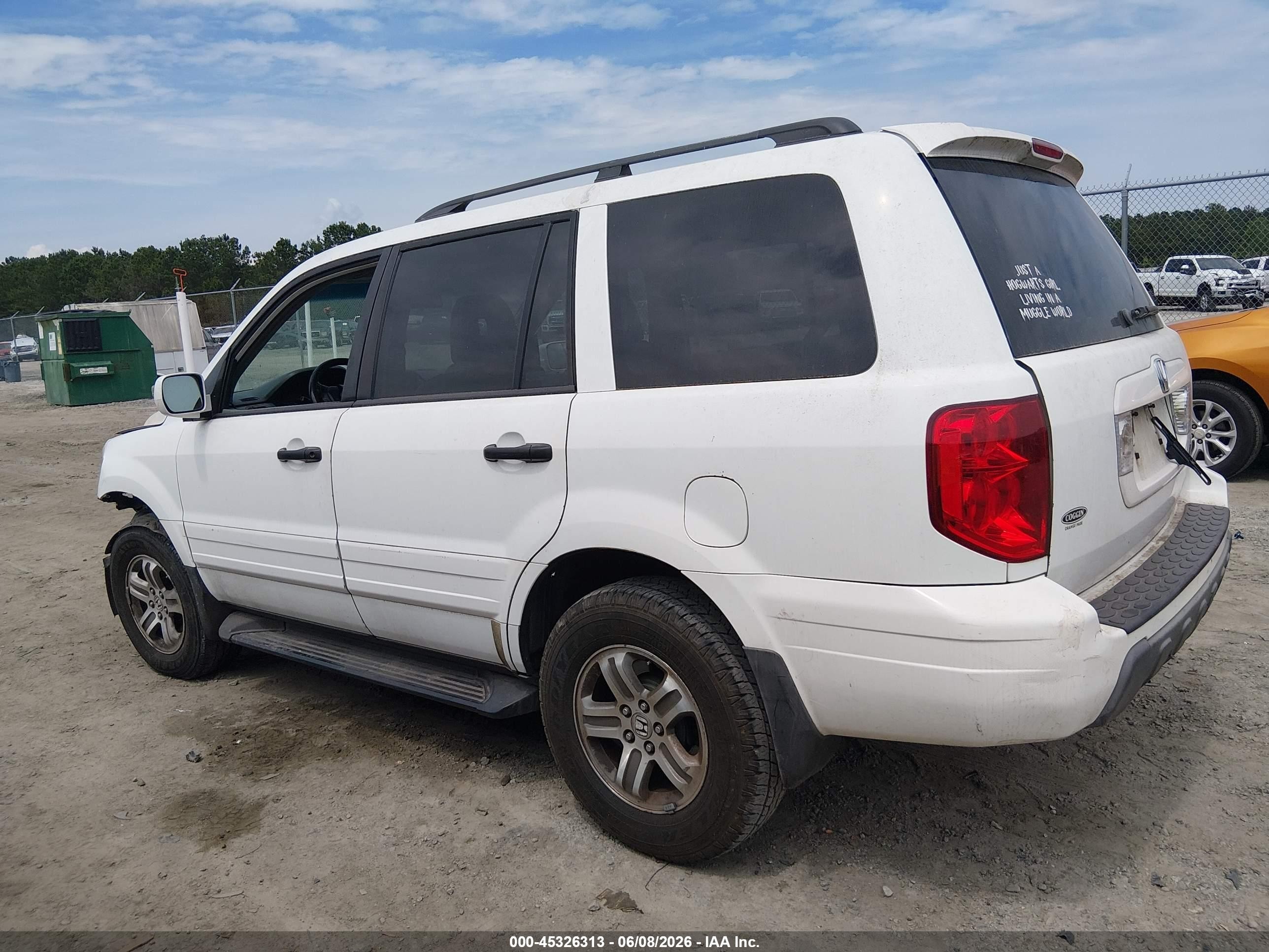 2005 Honda Pilot Ex-l White vin: 5FNYF18625B067045