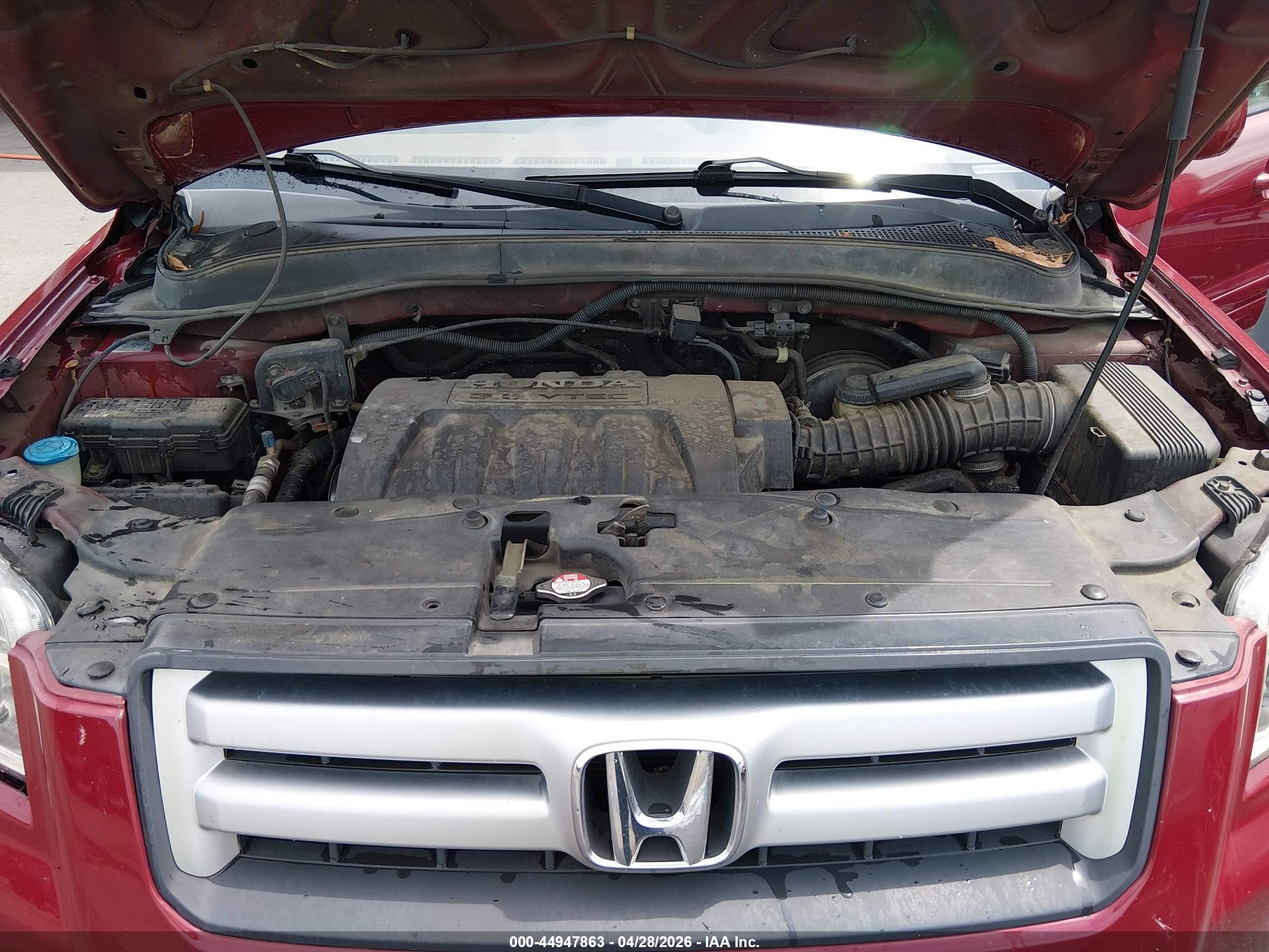 2006 Honda Pilot Ex-l Red vin: 5FNYF18626B012998