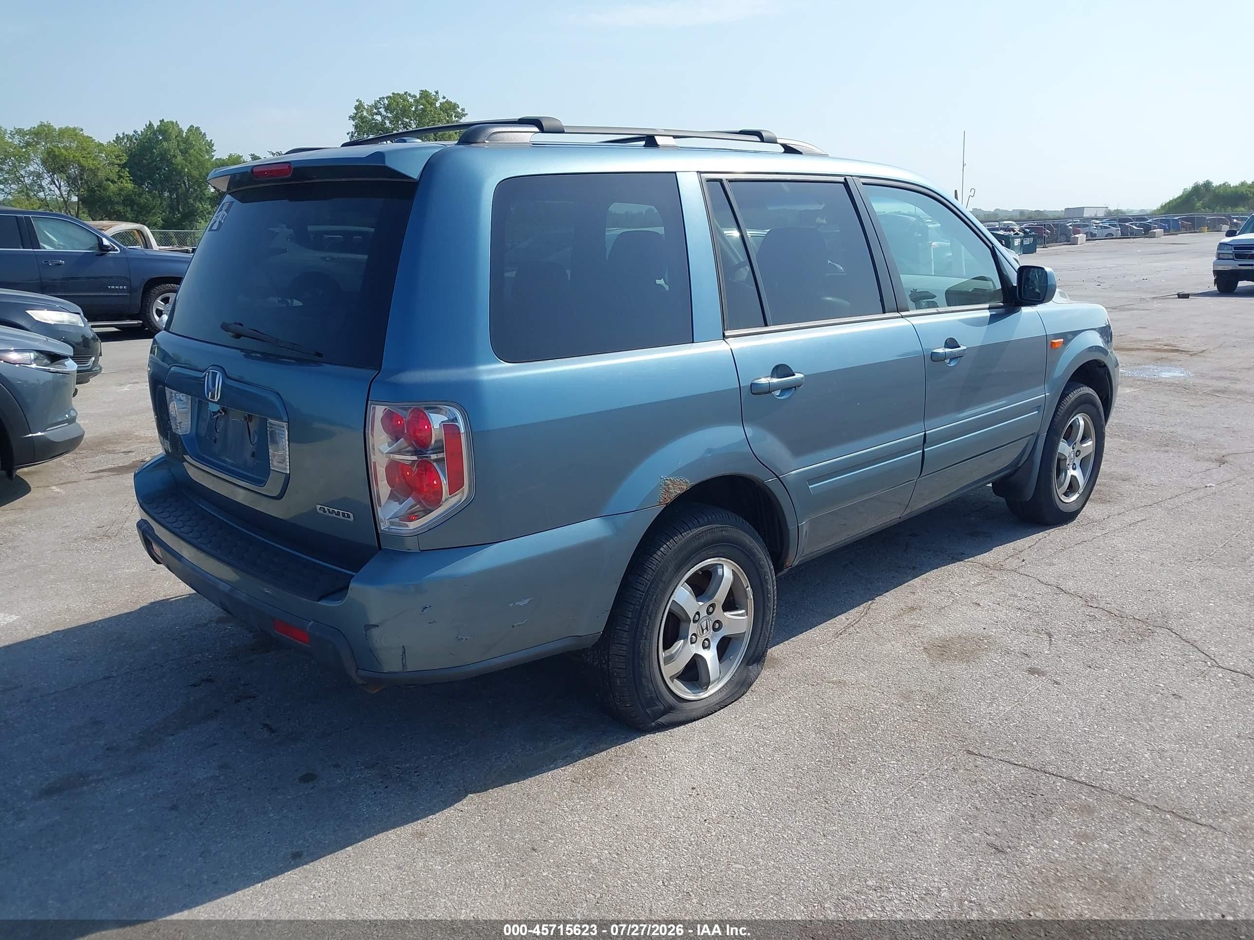2006 Honda Pilot Ex-l Blue vin: 5FNYF18646B016017