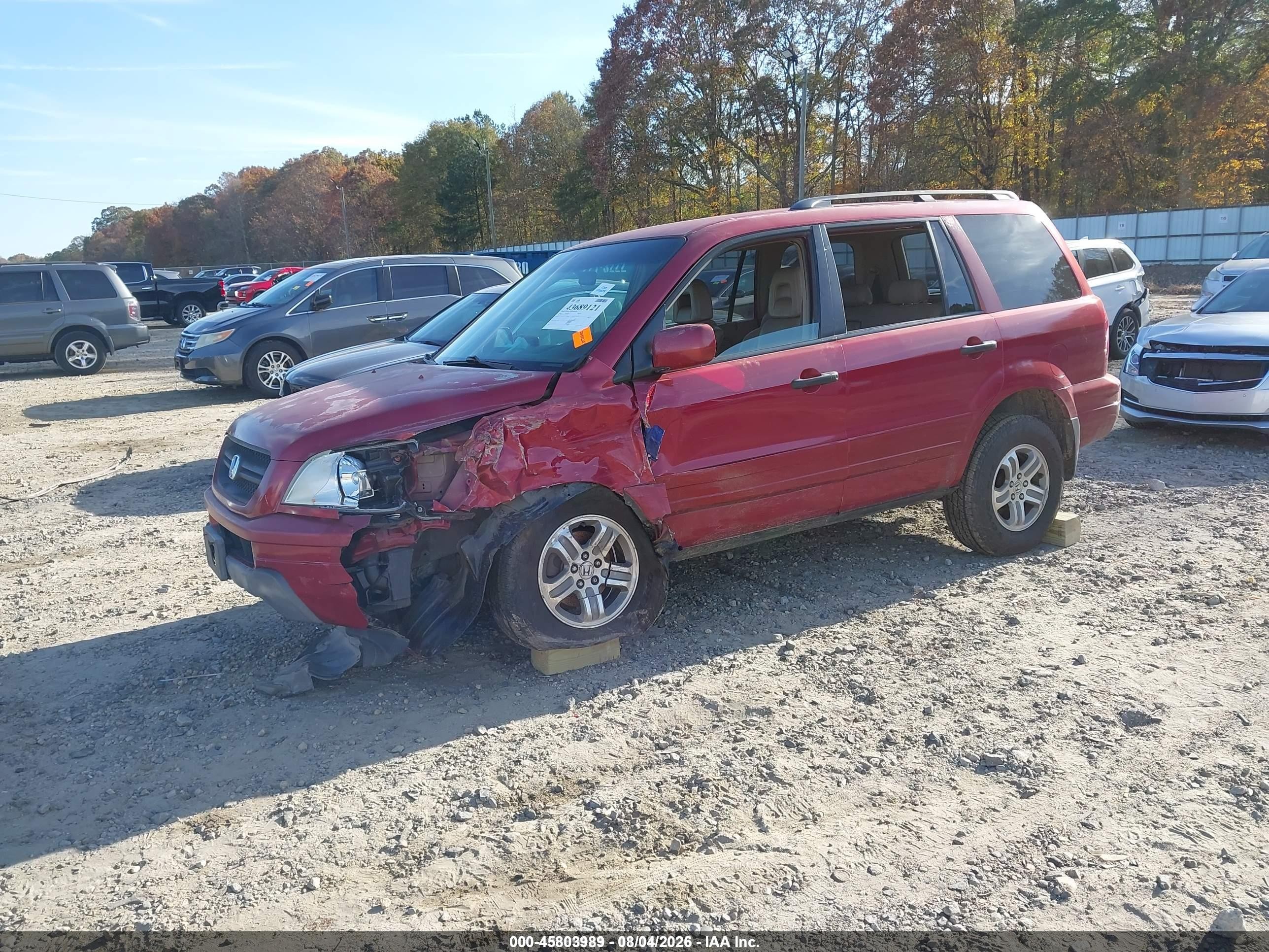 2004 Honda Pilot Ex-l Burgundy vin: 5FNYF18654B007419