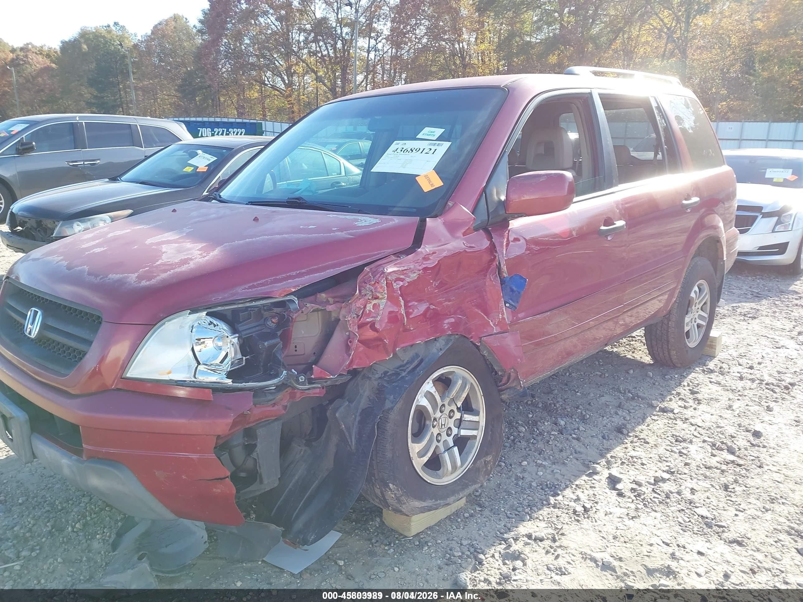 2004 Honda Pilot Ex-l Burgundy vin: 5FNYF18654B007419