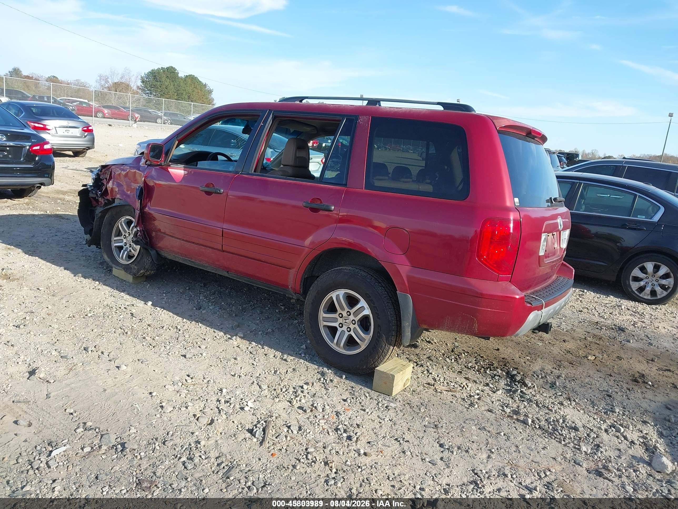 2004 Honda Pilot Ex-l Burgundy vin: 5FNYF18654B007419