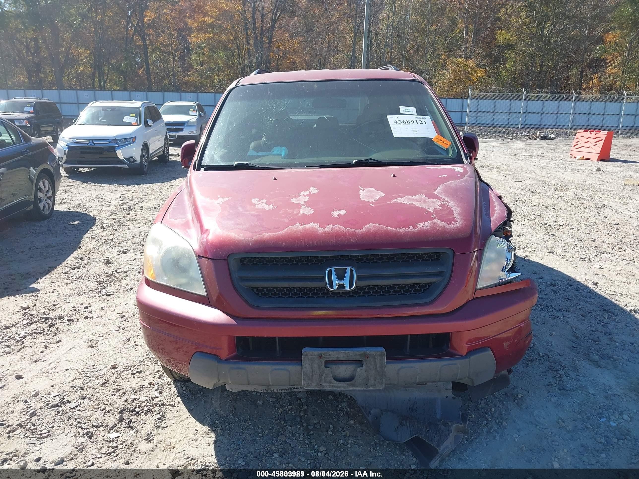 2004 Honda Pilot Ex-l Burgundy vin: 5FNYF18654B007419