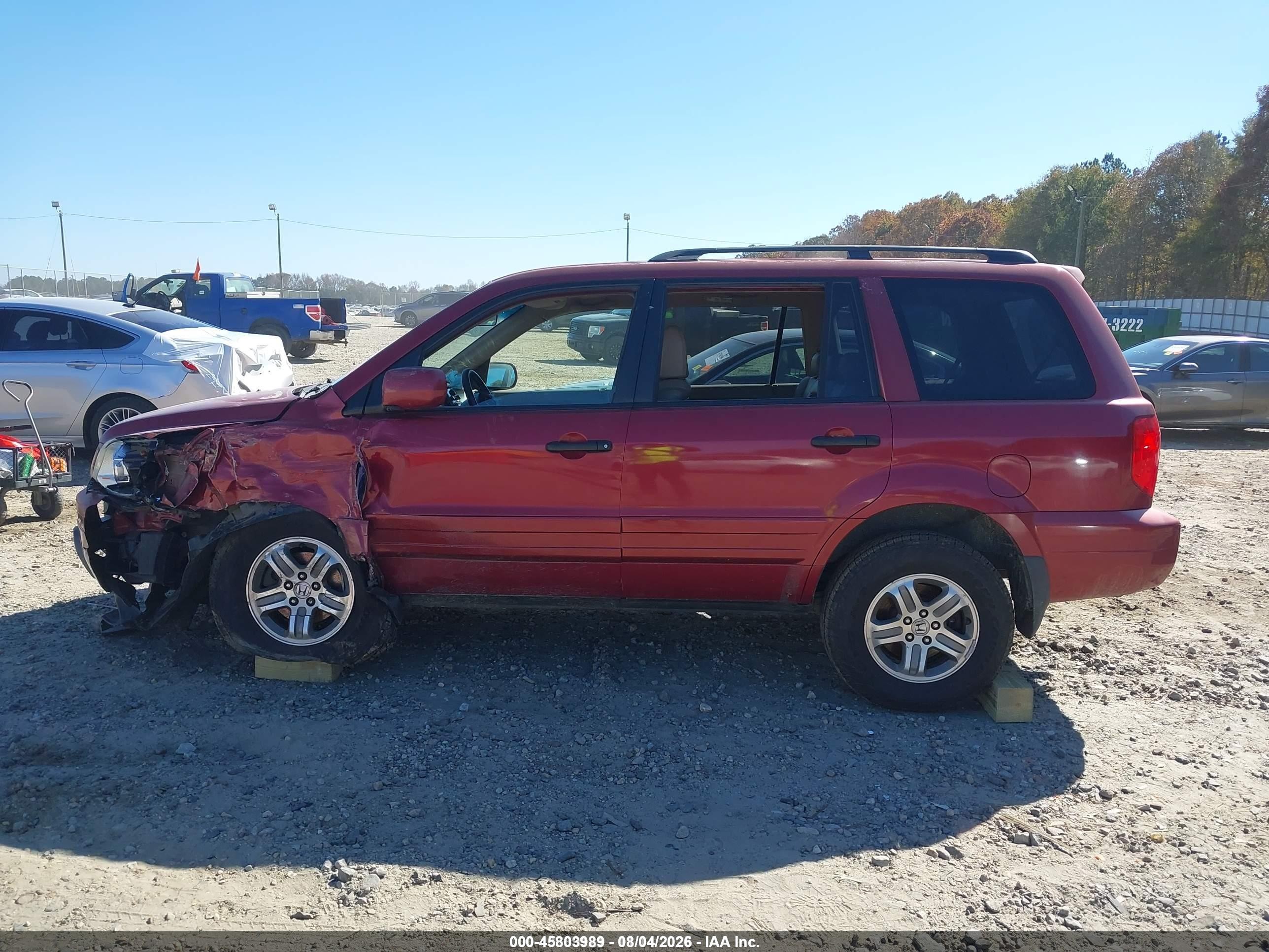 2004 Honda Pilot Ex-l Burgundy vin: 5FNYF18654B007419