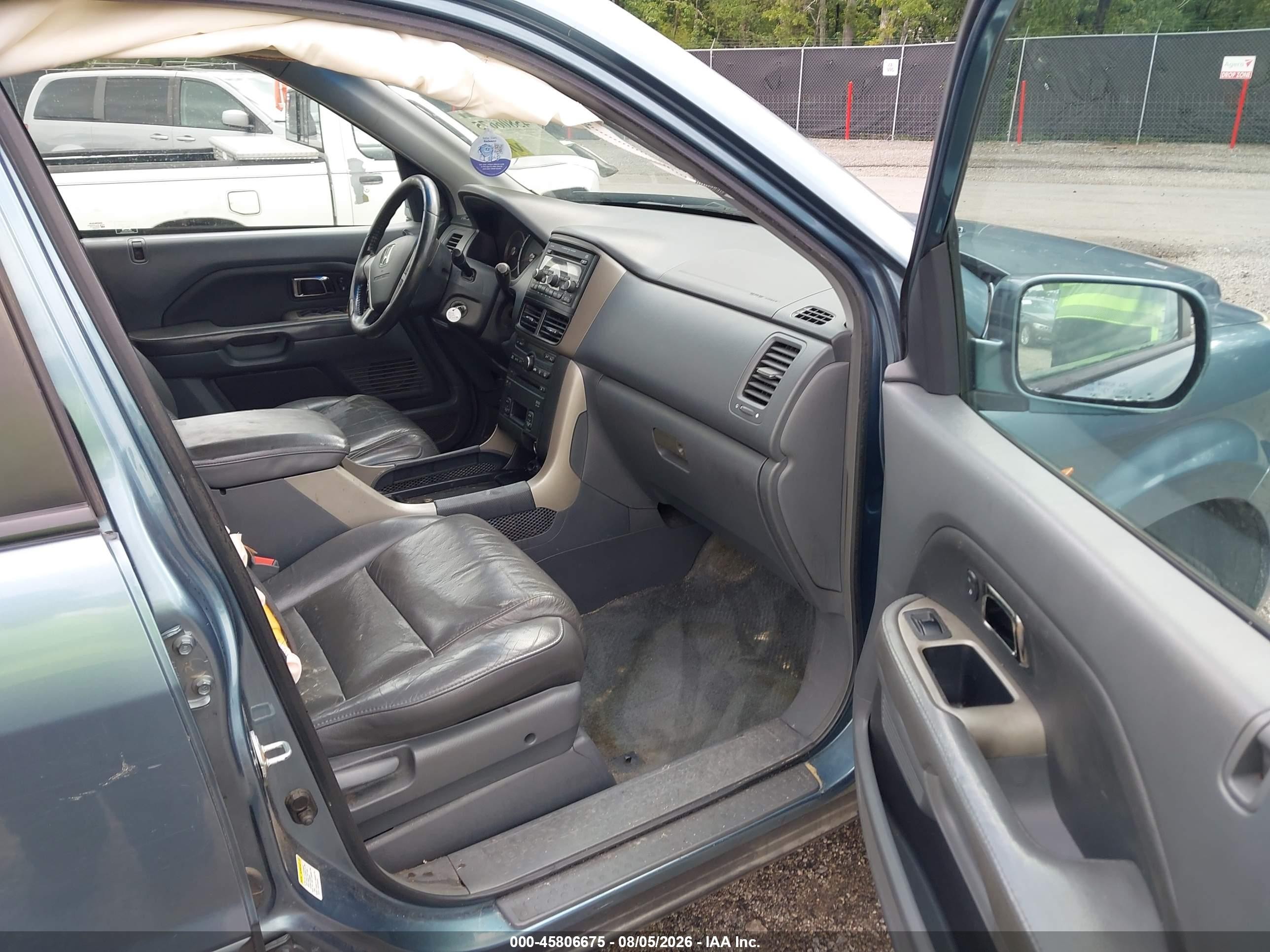 2006 Honda Pilot Ex-l Blue vin: 5FNYF18656B020092