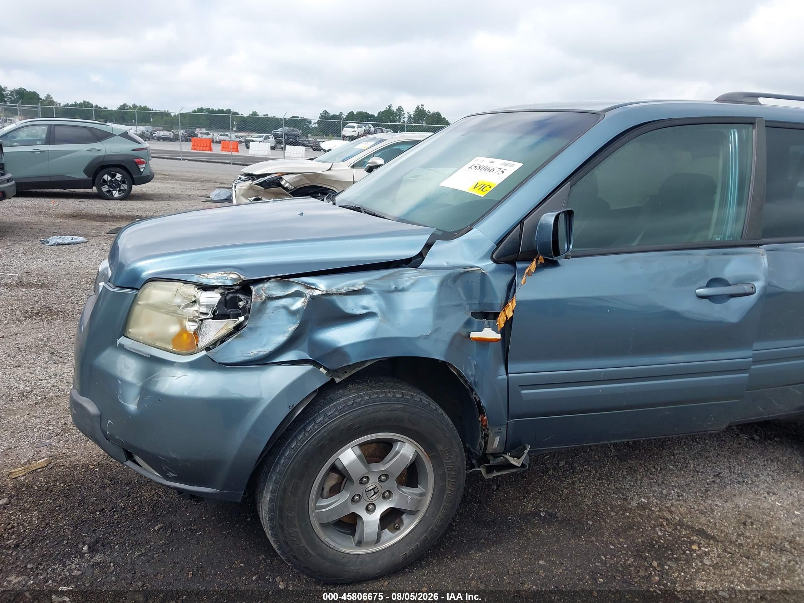 2006 Honda Pilot Ex-l Blue vin: 5FNYF18656B020092