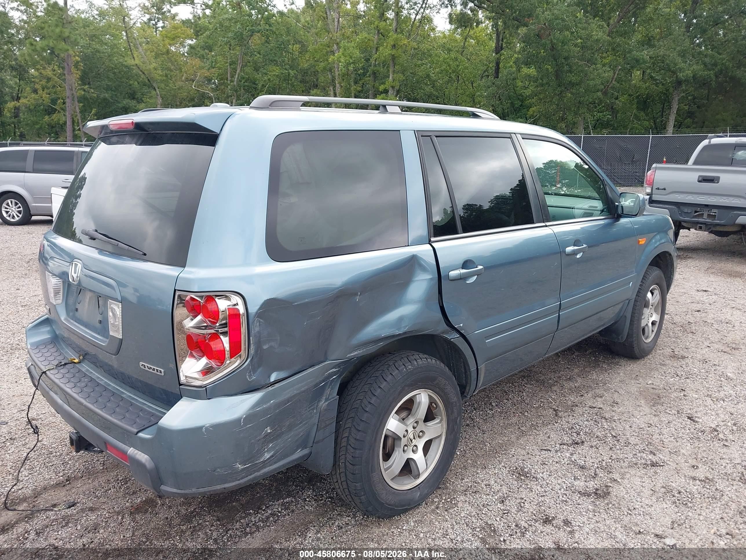 2006 Honda Pilot Ex-l Blue vin: 5FNYF18656B020092