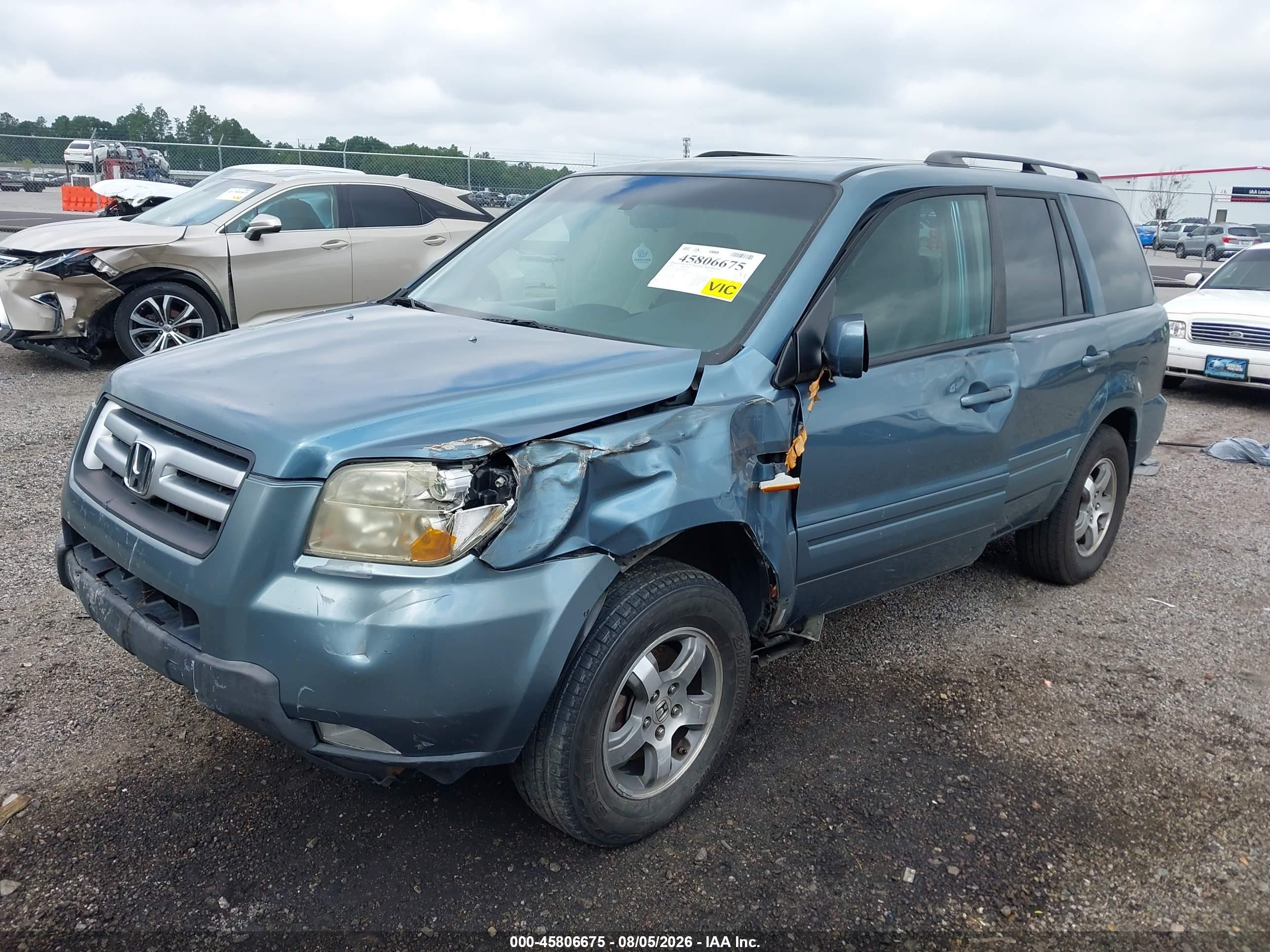2006 Honda Pilot Ex-l Blue vin: 5FNYF18656B020092