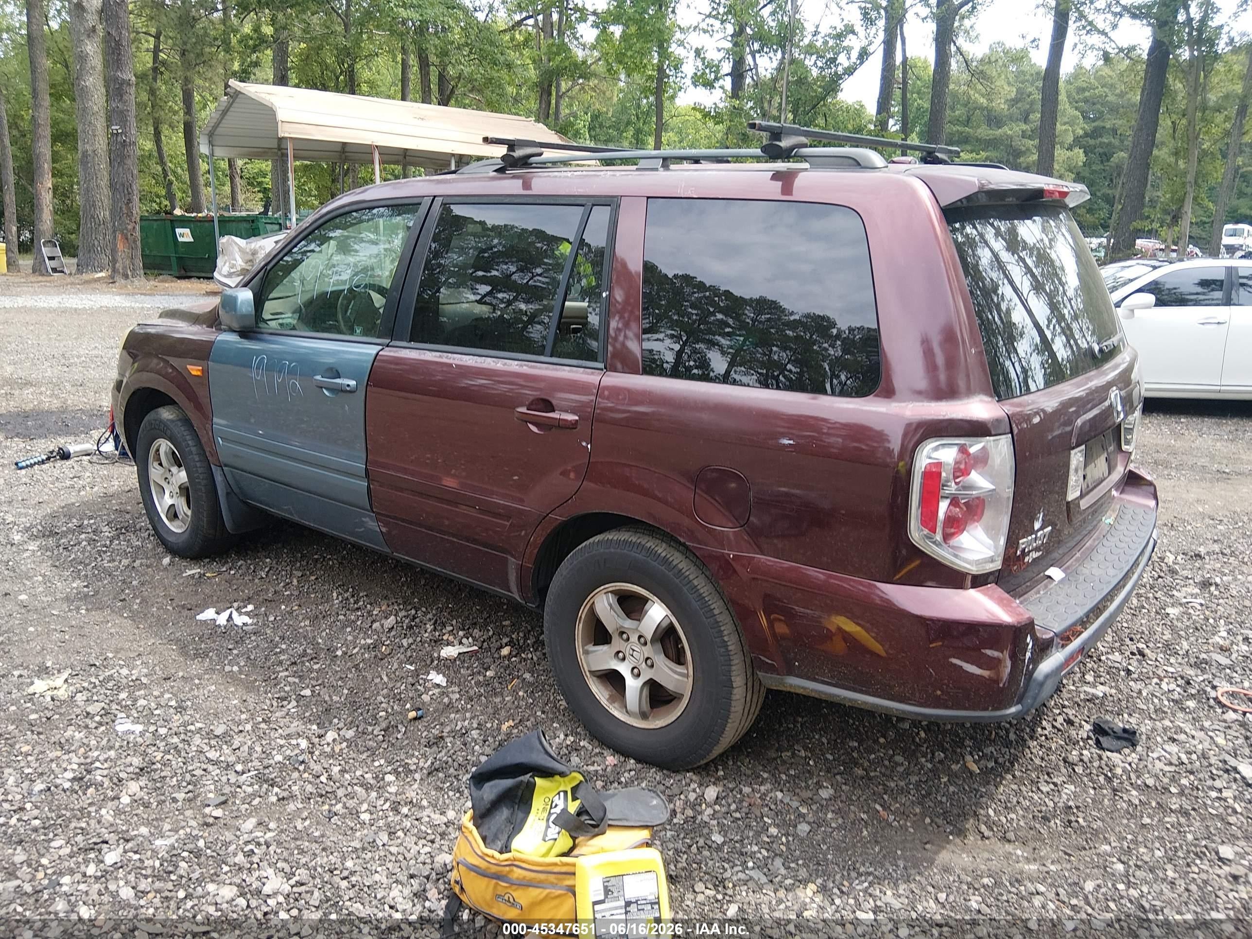 2007 Honda Pilot Ex-l Burgundy vin: 5FNYF18667B026260