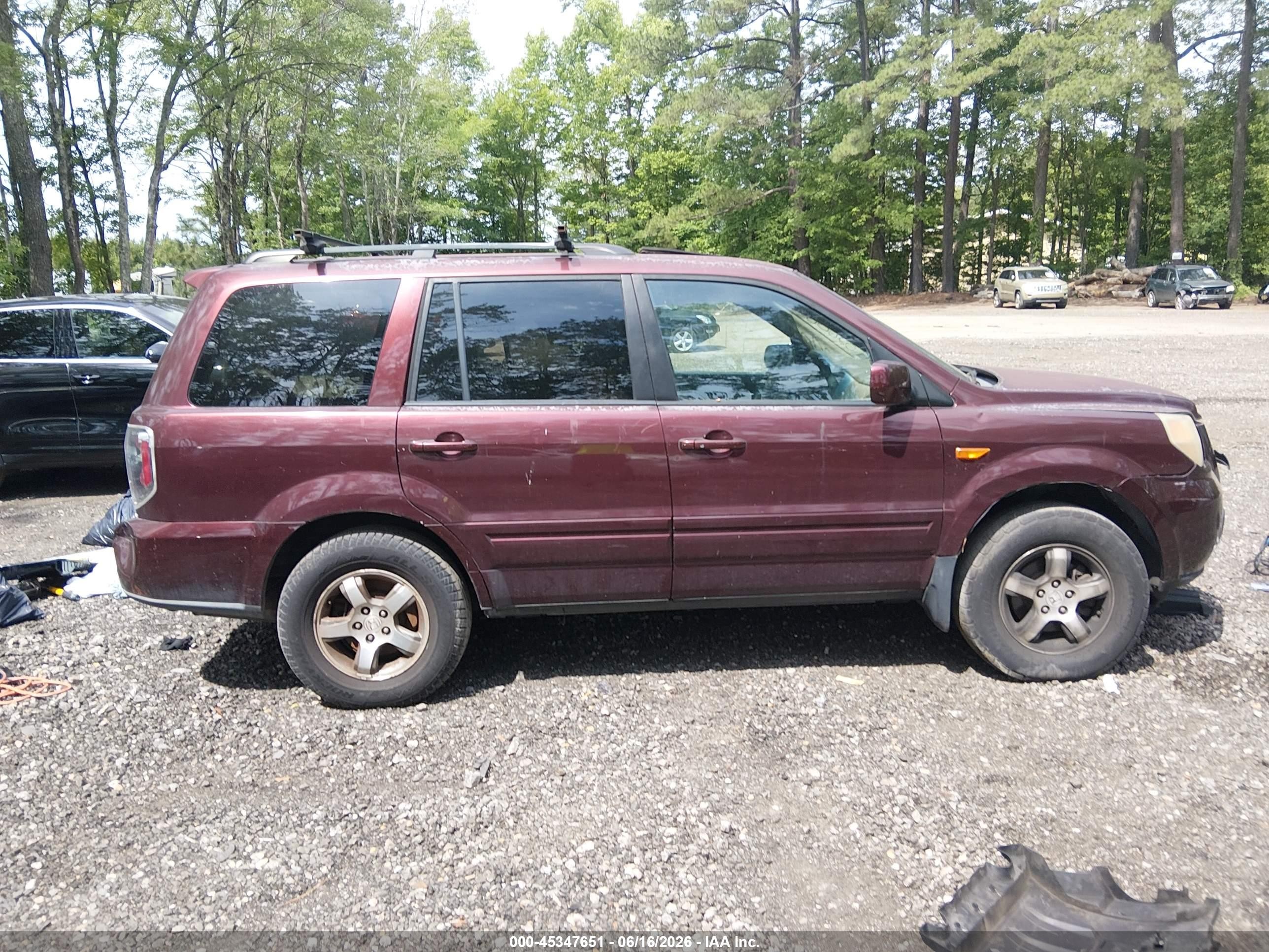 2007 Honda Pilot Ex-l Burgundy vin: 5FNYF18667B026260