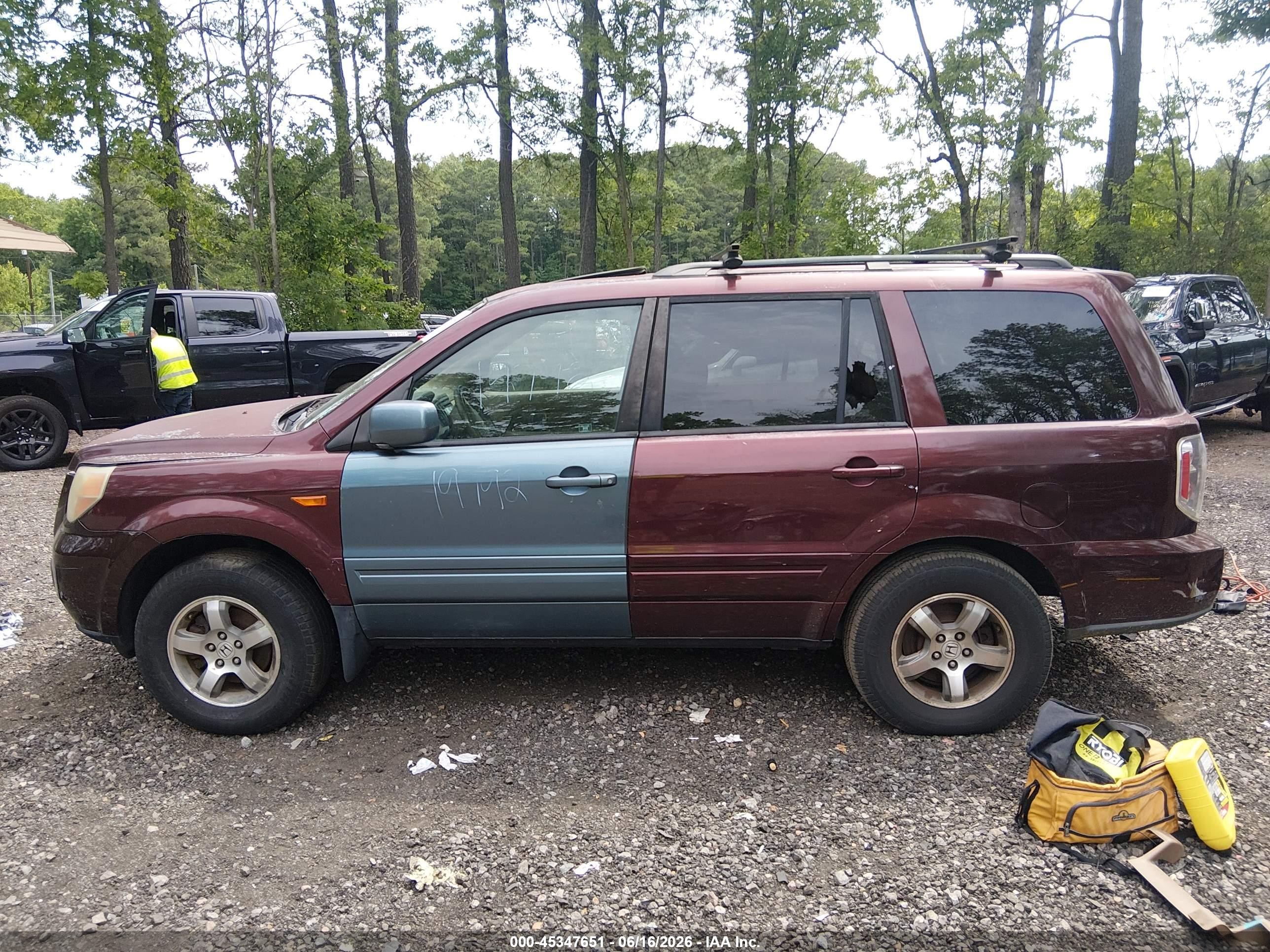 2007 Honda Pilot Ex-l Burgundy vin: 5FNYF18667B026260