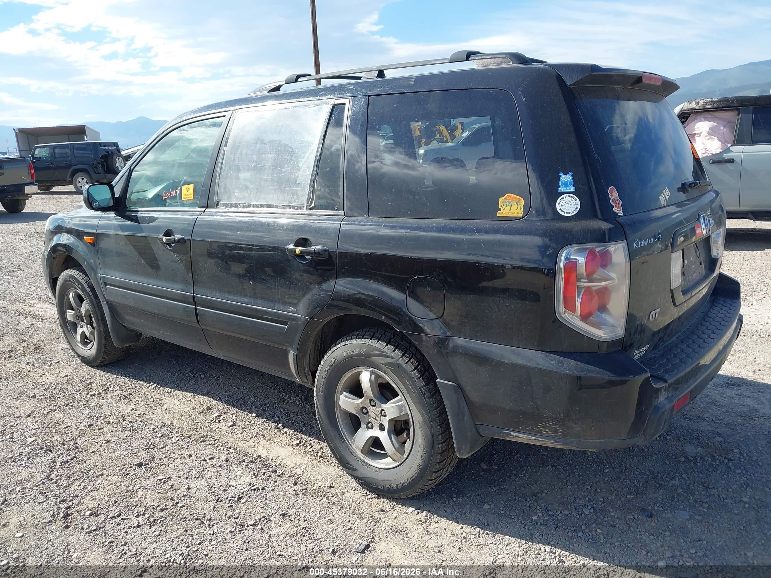 2007 Honda Pilot Ex-l Black vin: 5FNYF18677B022234