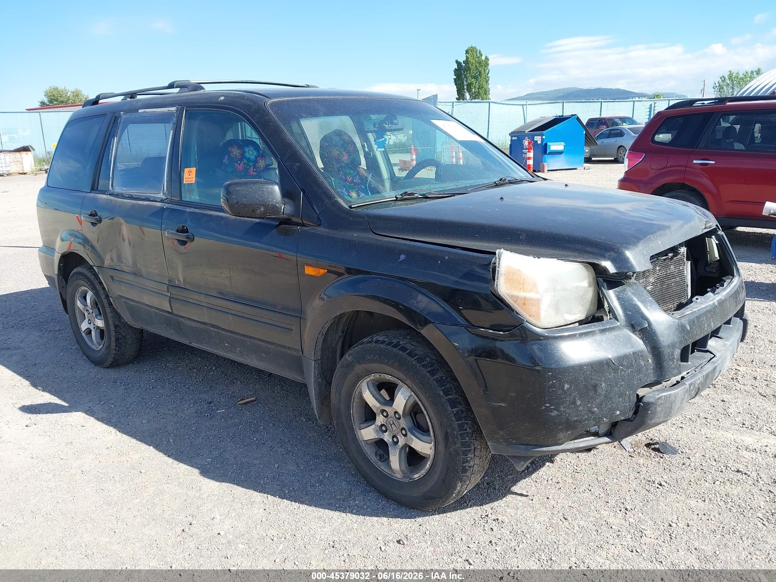 2007 Honda Pilot Ex-l Black vin: 5FNYF18677B022234