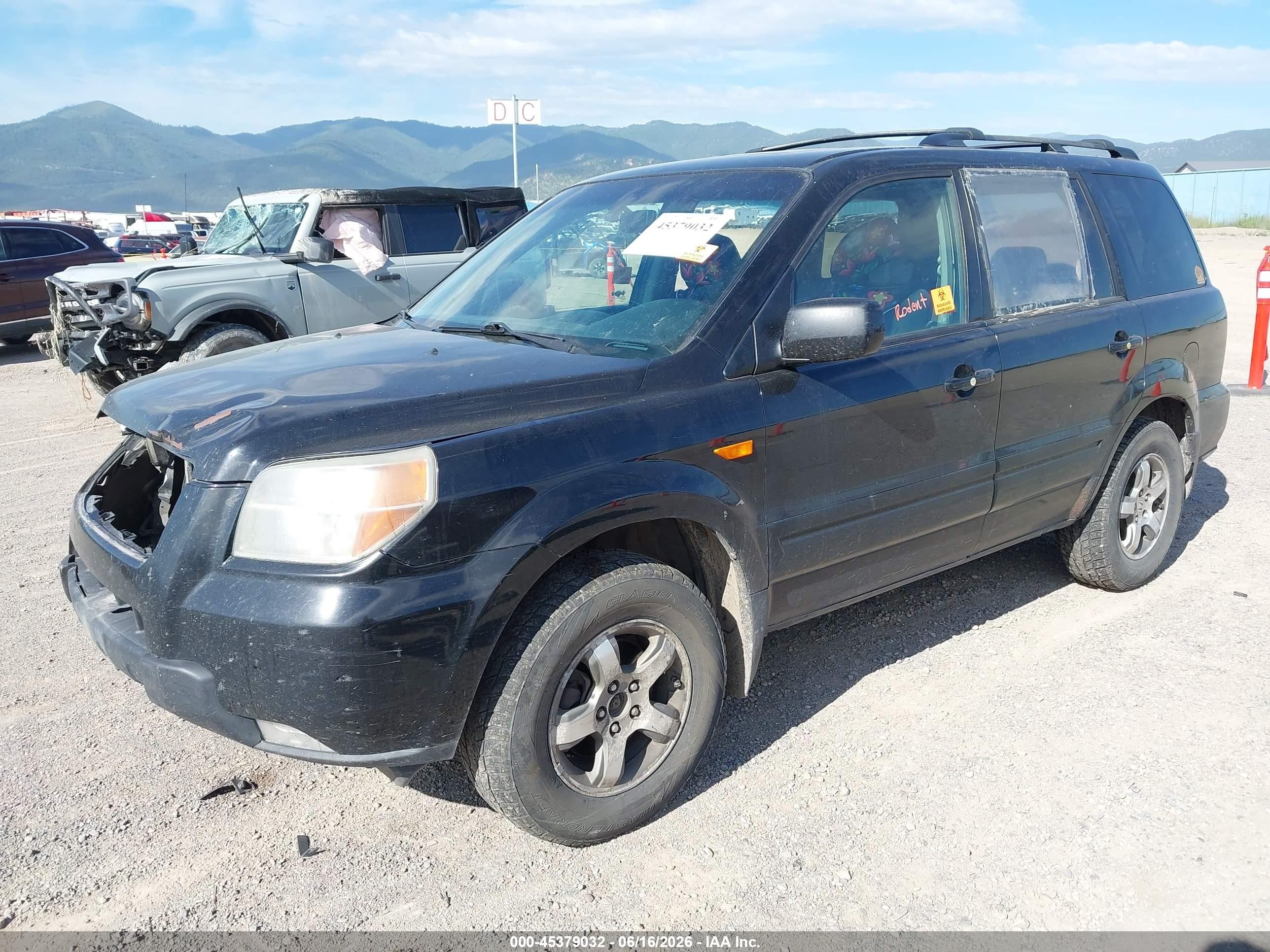 2007 Honda Pilot Ex-l Black vin: 5FNYF18677B022234