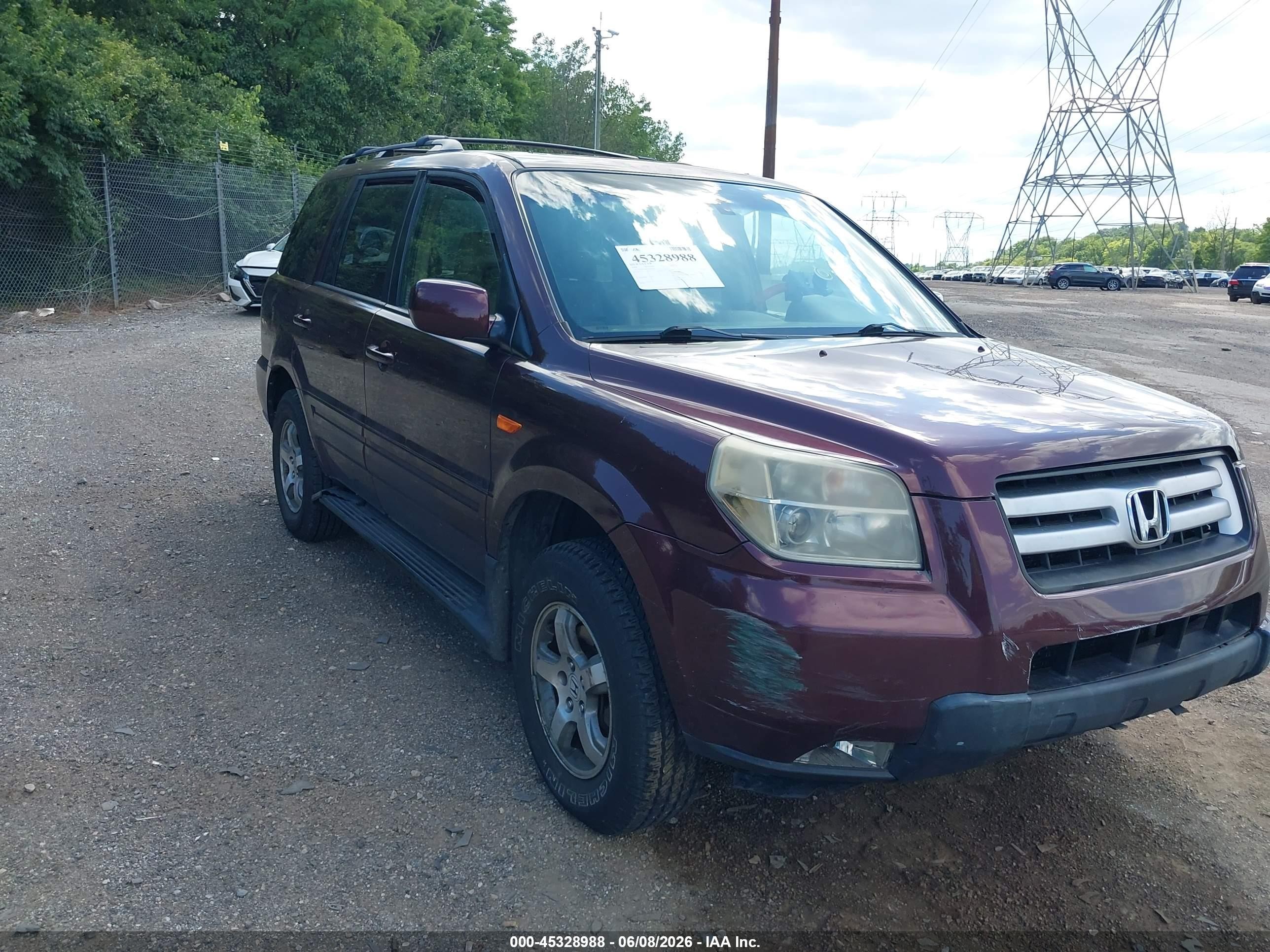 2008 Honda Pilot Ex-l Maroon vin: 5FNYF18698B040283