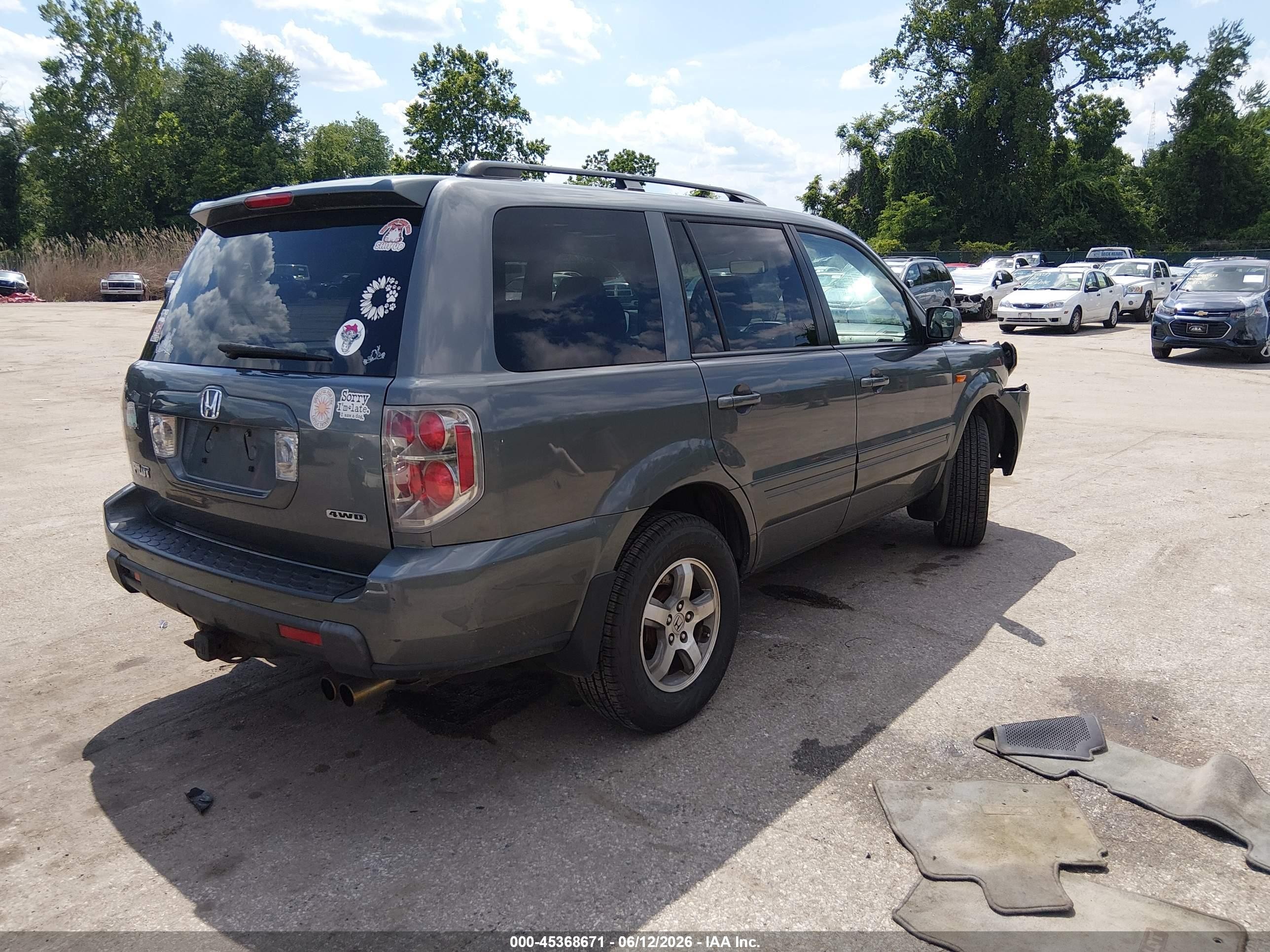 2008 Honda Pilot Ex-l Gray vin: 5FNYF186X8B022875