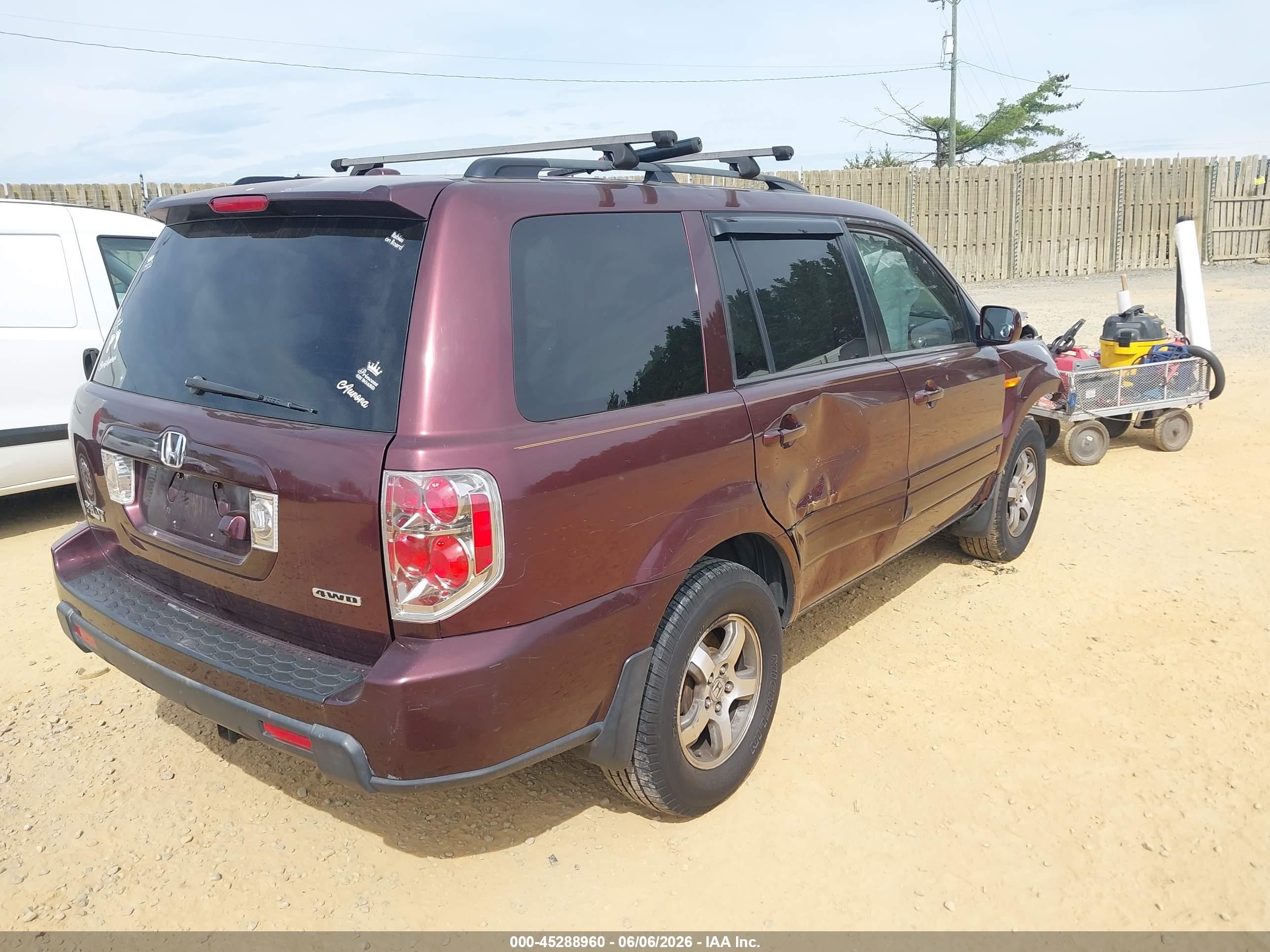 2007 Honda Pilot Ex-l Purple vin: 5FNYF18717B008189