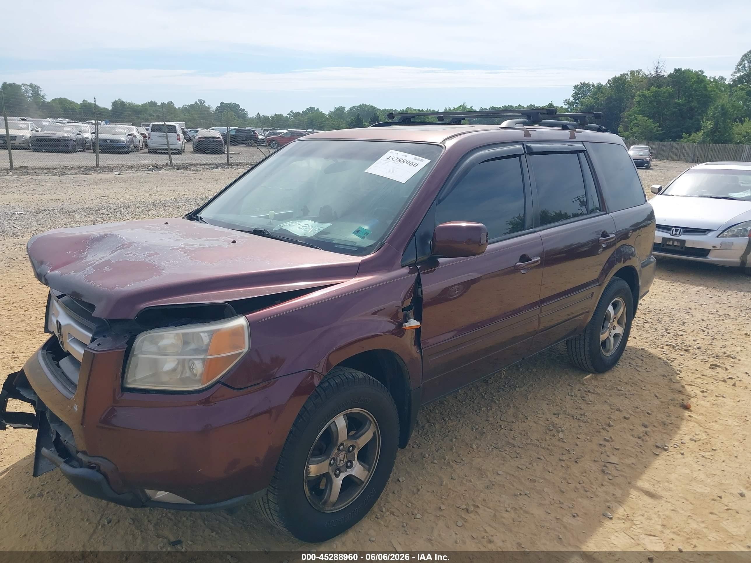 2007 Honda Pilot Ex-l Purple vin: 5FNYF18717B008189
