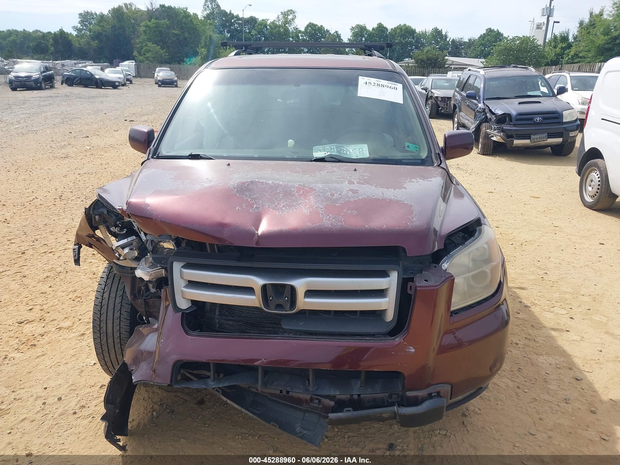 2007 Honda Pilot Ex-l Purple vin: 5FNYF18717B008189