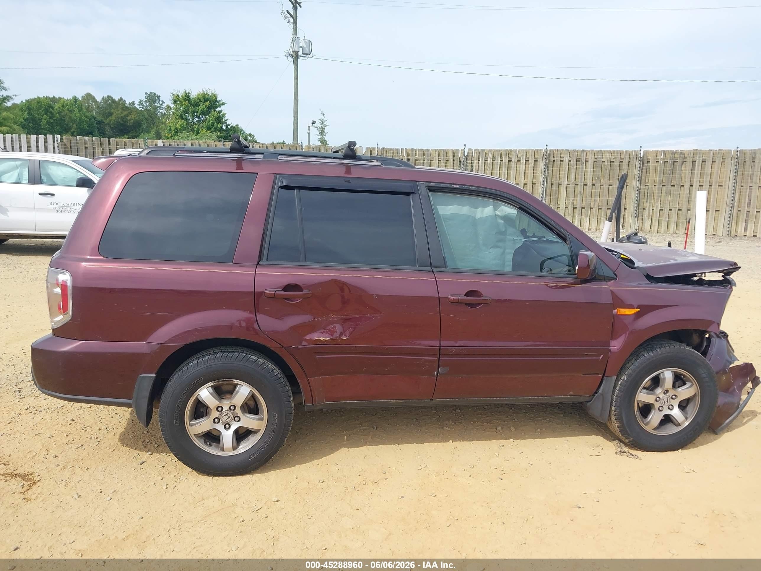 2007 Honda Pilot Ex-l Purple vin: 5FNYF18717B008189
