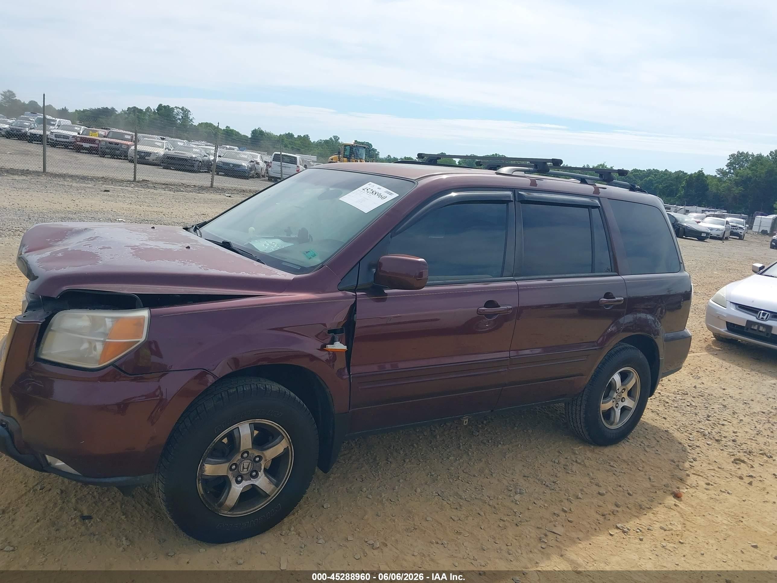 2007 Honda Pilot Ex-l Purple vin: 5FNYF18717B008189