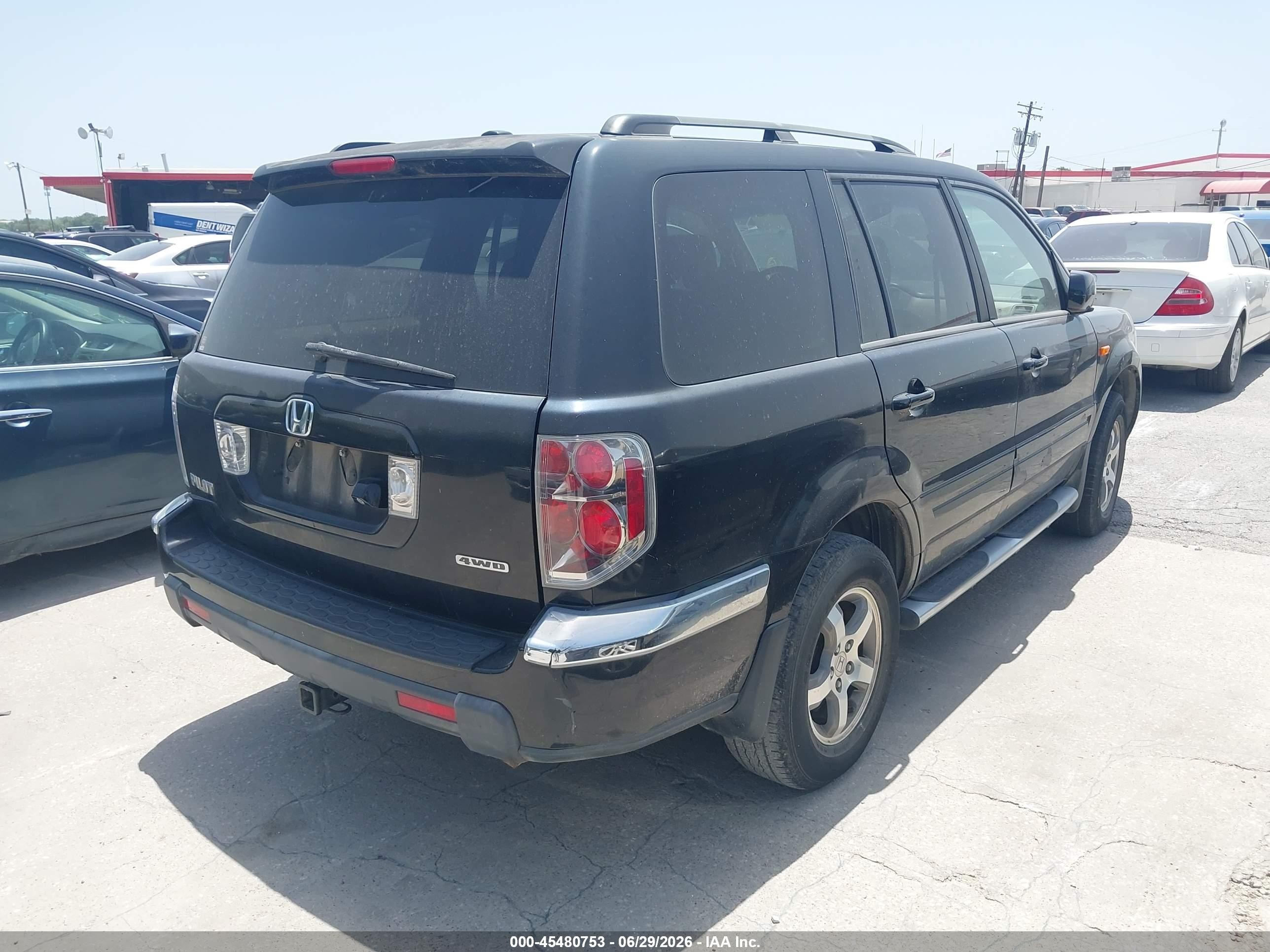 2007 Honda Pilot Ex-l Black vin: 5FNYF18717B029656