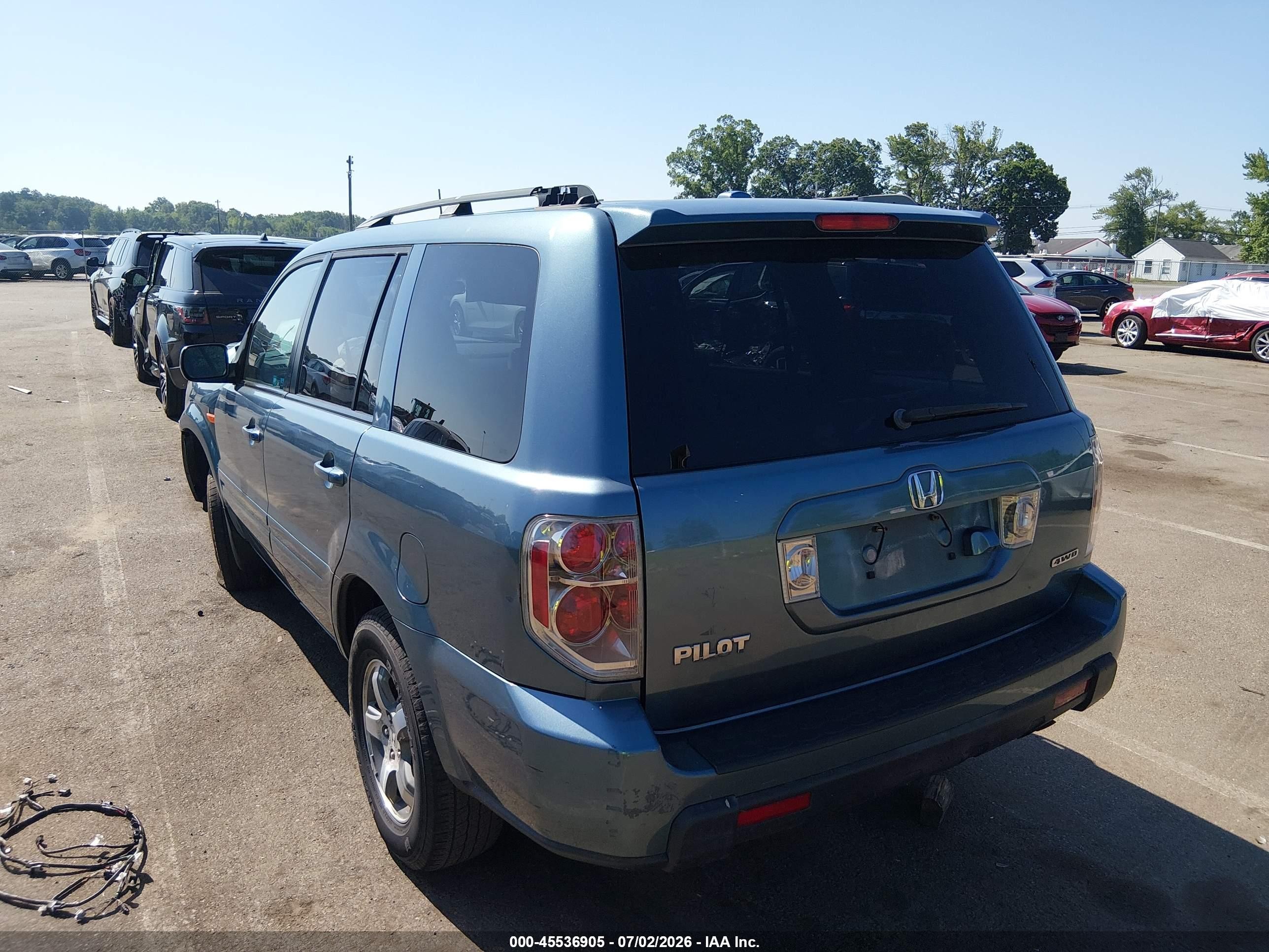 2008 Honda Pilot Ex-l Turquoise vin: 5FNYF18728B001561