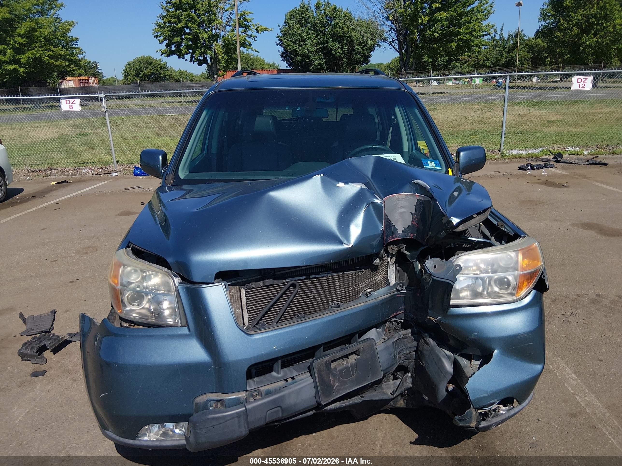 2008 Honda Pilot Ex-l Turquoise vin: 5FNYF18728B001561