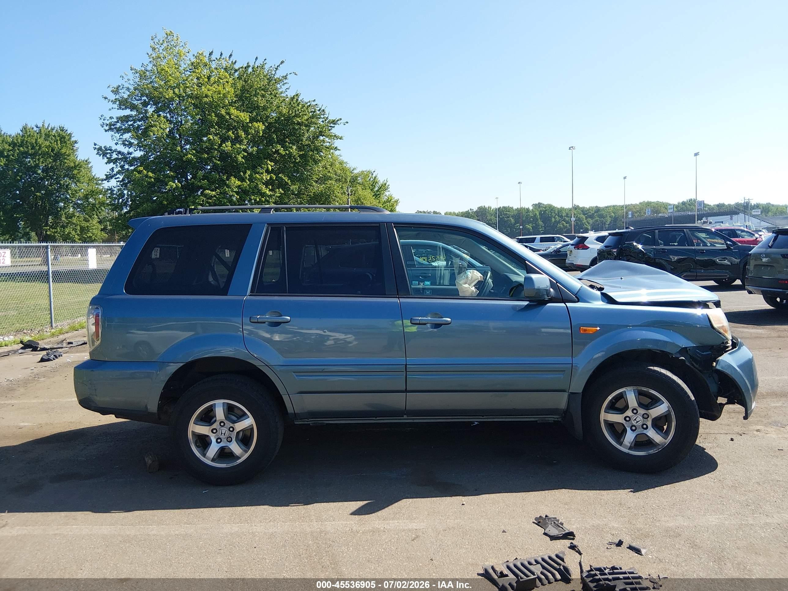 2008 Honda Pilot Ex-l Turquoise vin: 5FNYF18728B001561