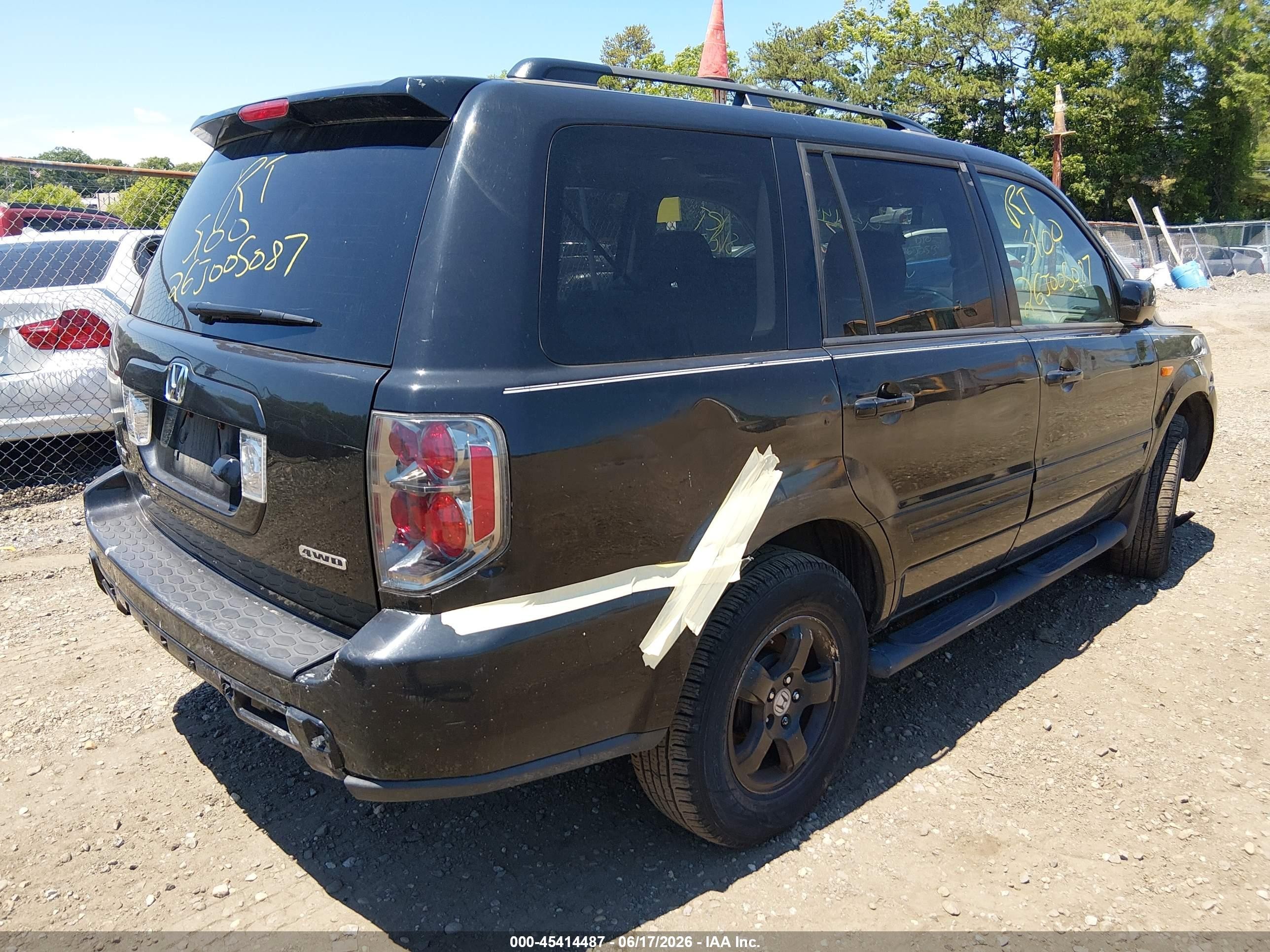 2008 Honda Pilot Ex-l Black vin: 5FNYF18728B048654