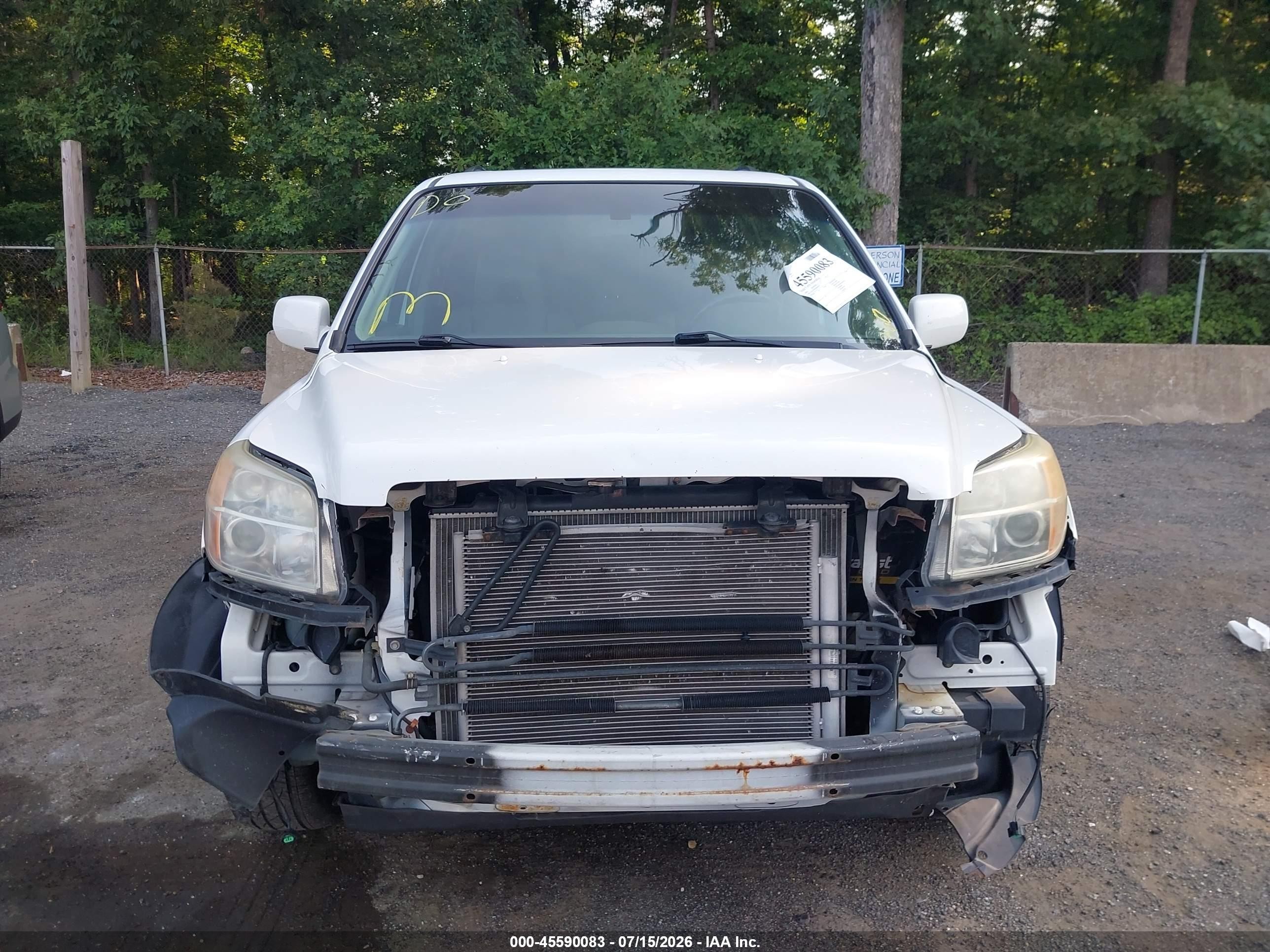 2006 Honda Pilot Ex-l White vin: 5FNYF18736B030323